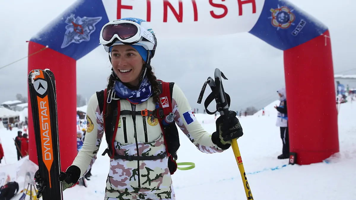 SOCHI, RUSSIA - FEBRUARY 24, 2017: Gold medalist Adele Milloz of France seen after the womens ski mountaineering individual race at the 3rd CISM World Winter Military Games at the Rosa Khutor Alpine Skiing Centre. Alexander Ryumin/TASS
