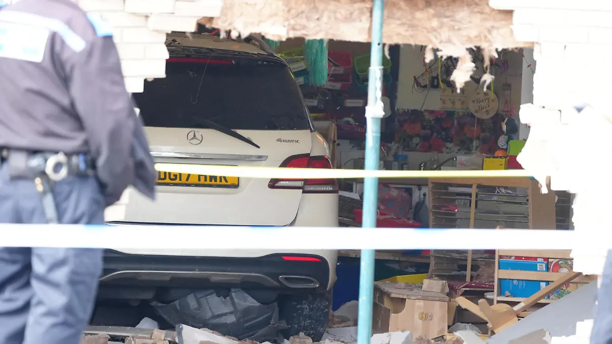 Beacon school in Anfield incident. Debris and damage to the Beacon Church of England Primary School, in Anfield, Liverpool, after a car crashed into the building. Picture date: Monday April 22, 2024. See PA story POLICE Anfield. Photo credit should read: Peter Byrne/PA Wire URN:75958574