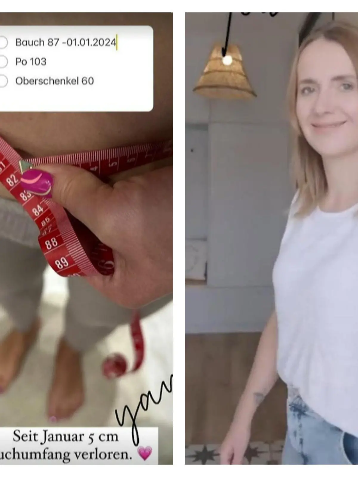 Anna Heiser zeigt ihren Abnehm-Erfolg.