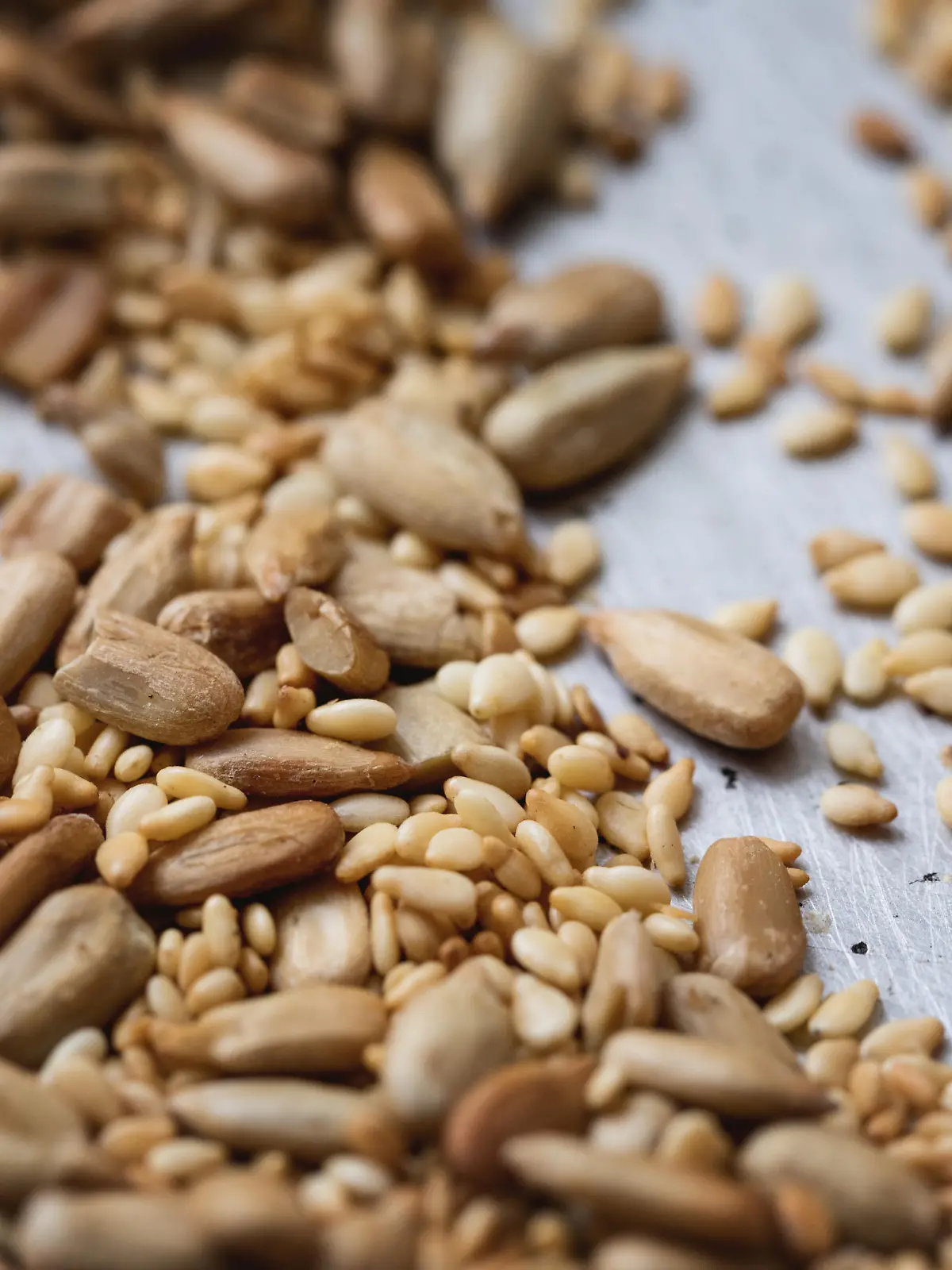 Roasted sunflower and sesame seed, close-up