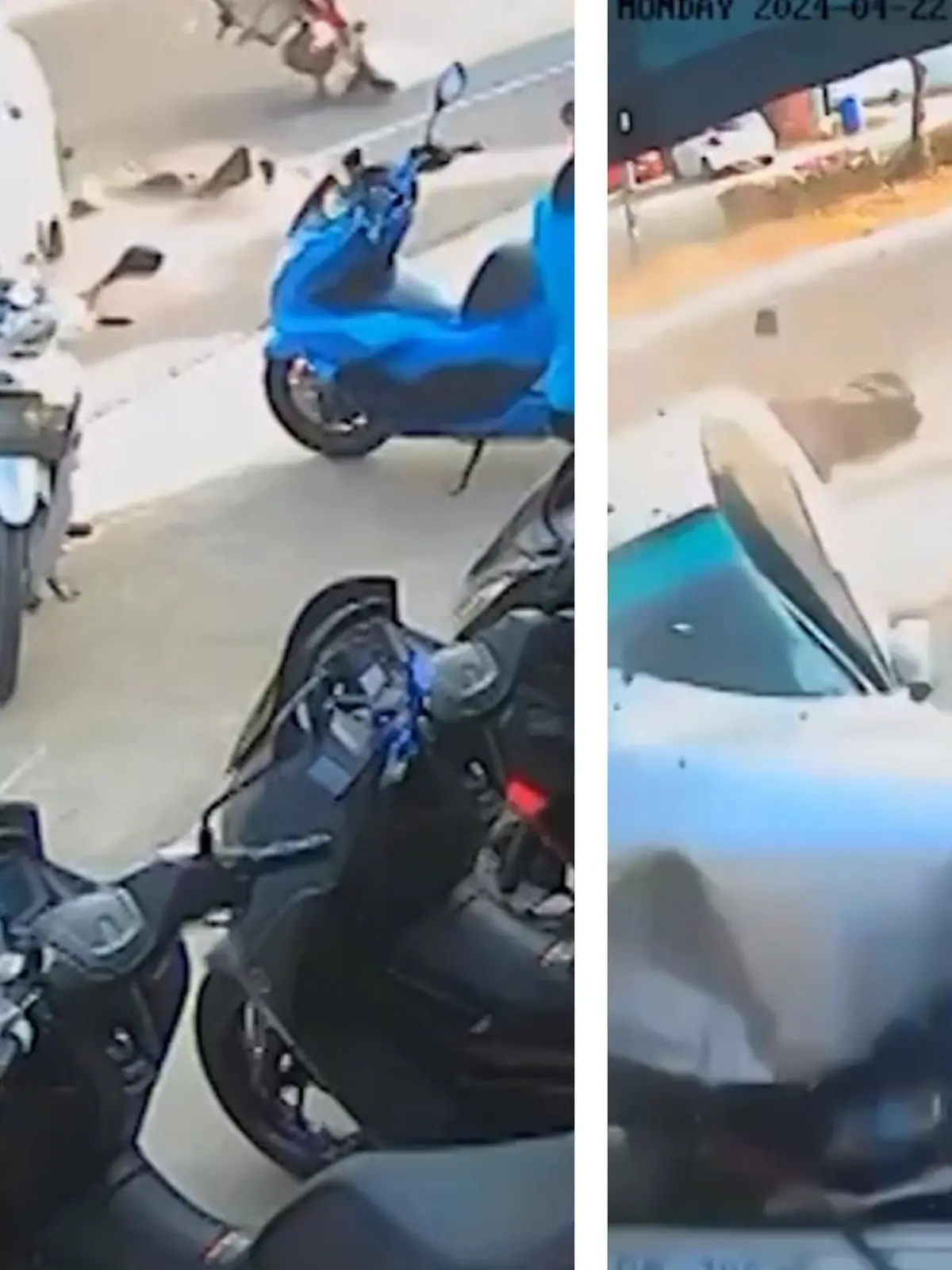 In Samut Songkhram in Thailand ist ein Autofahrer (62) vermutlich am Steuer eingeschlafen und hat die Kontrolle über seinen Wagen verloren. Dabei ist er ungebremst in ein Motorradgeschäft. Ein Mitarbeiter hat noch versucht, der Gefahr zu entkommen, aber es gelang ihm nicht, sich rechtzeitig in Sicherheit zu bringen. Im Video seht ihr die unglaublichen Bilder.