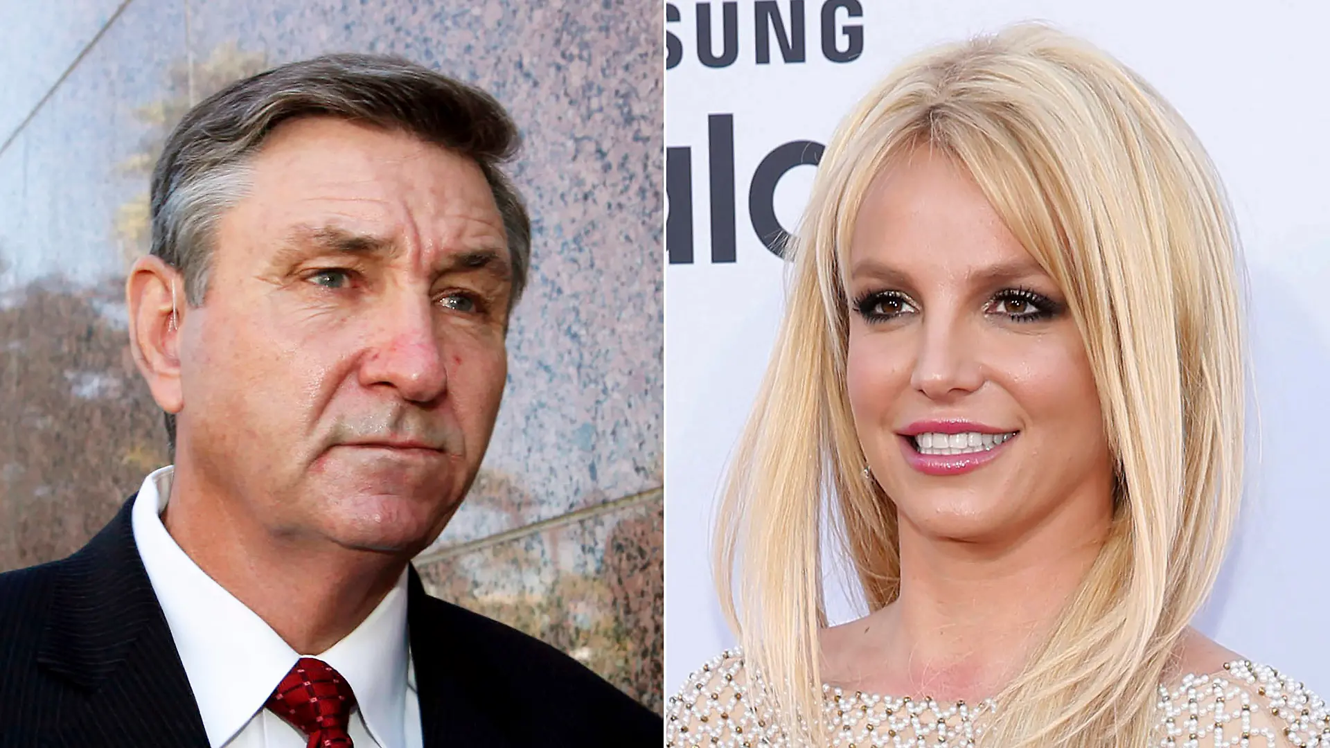 ARCHIV - 30.06.2021, USA, ---: KOMBO - Jamie Spears (l), Vater der Sängerin Britney Spears, verlässt das Stanley Mosk Gerichtsgebäude in Los Angeles am 24. Oktober 2012 und Britney Spears, Sängerin aus den USA, kommt an zu den Billboard Music Awards in Las Vegas am 17. Mai 2015. (zu dpa «Britney Spears punktet vor Gericht: Keine Befragung durch ihren Vater») Foto: Uncredited/AP/dpa +++ dpa-Bildfunk +++