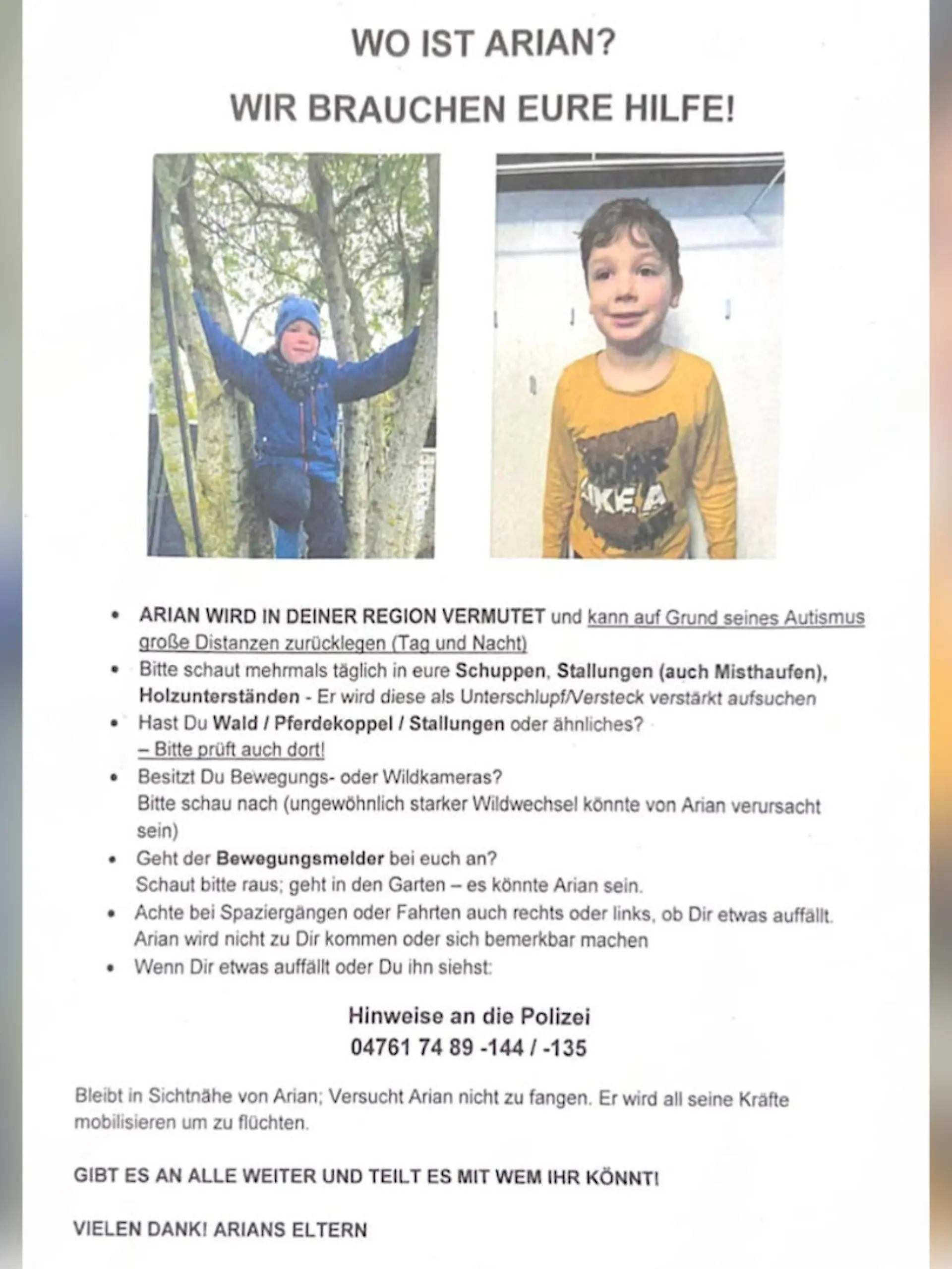 Arian aus Bremervörde weiter vermisst