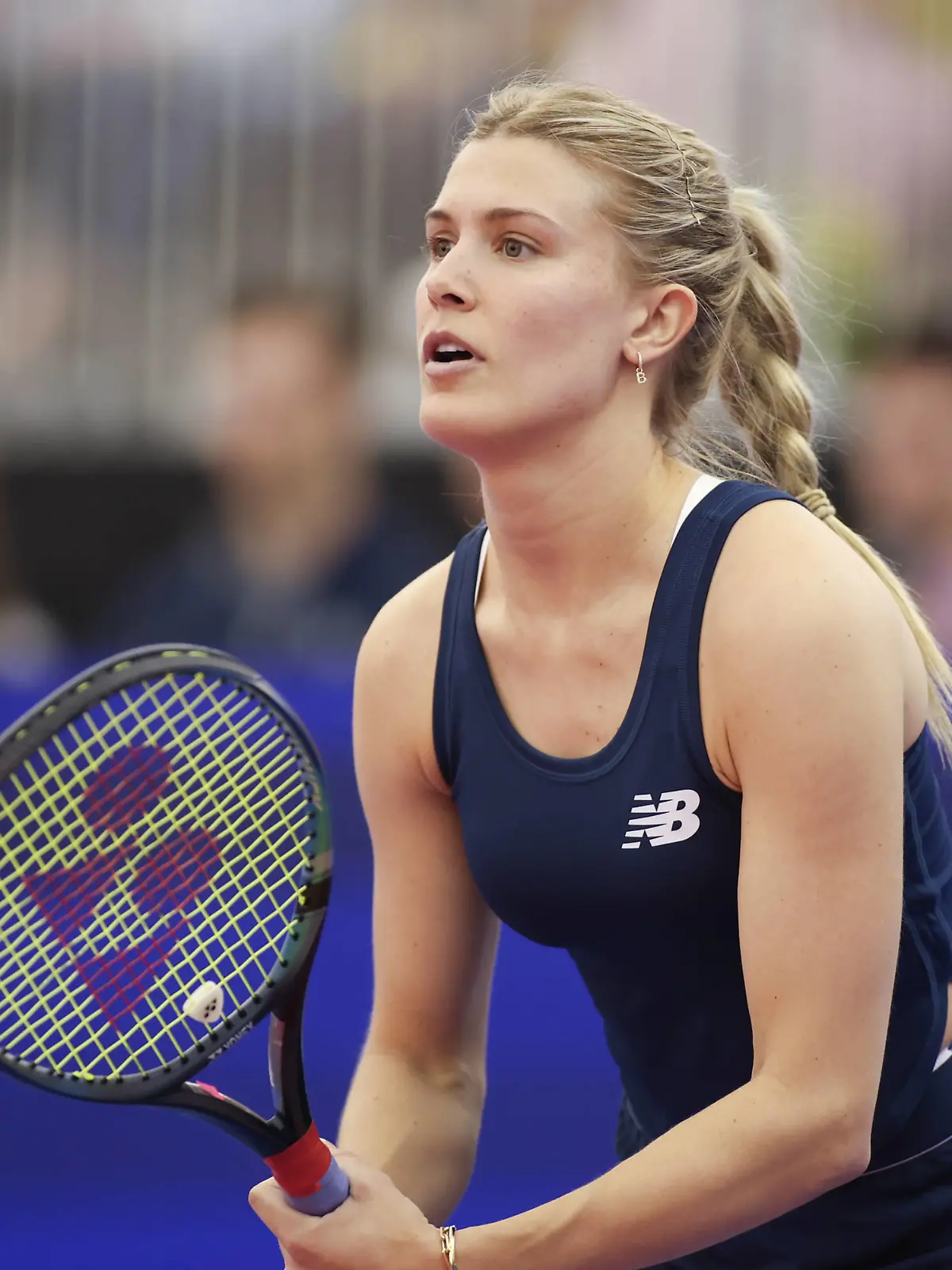DALLAS, TX - FEBRUARY 03: Eugenie Bouchard receives serve during the Dallas Open WomenÕs Tennis Classic on February 3, 2024 at Styslinger/Altec Tennis Complex in Dallas, TX. Photo by George Walker/Icon Sportswire TENNIS: FEB 03 Dallas Open EDITORIAL USE ONLY Icon24020308