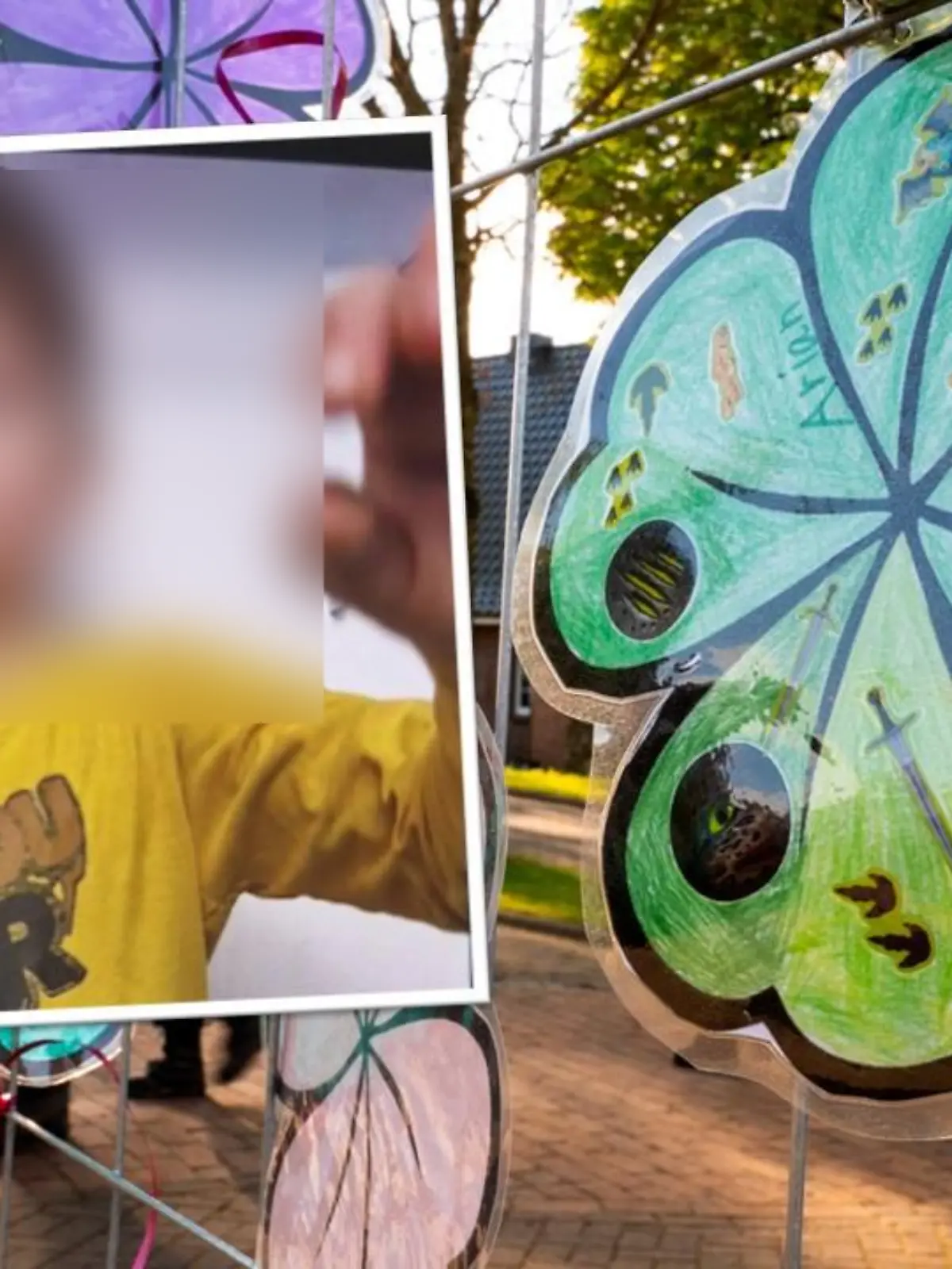 Mit Kleeblättern zeigen Kinder in Bremervörde Anteil am Schicksal des vermissten Arian