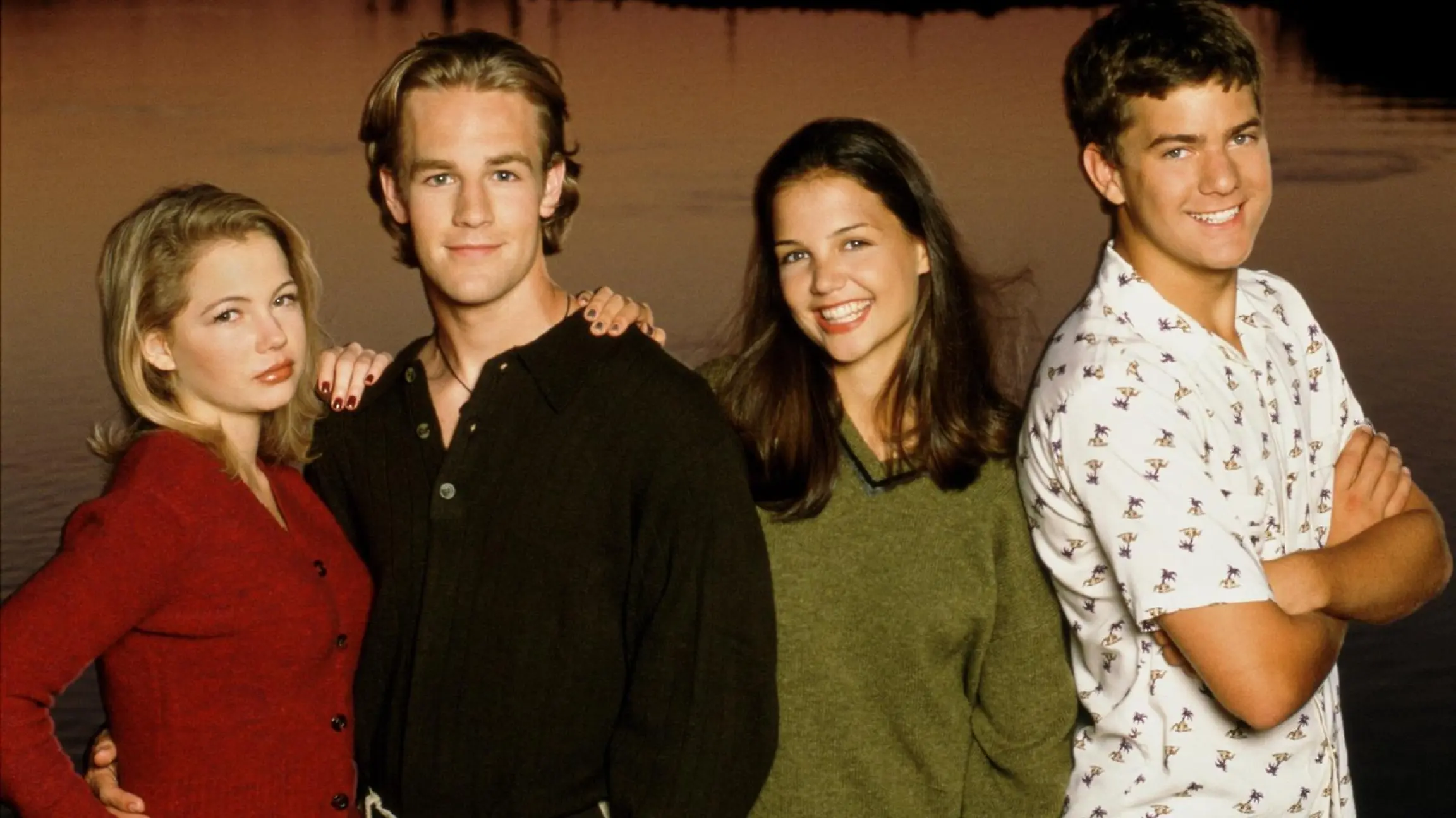 V.l.: Jen Lindley (Michelle Williams), Dawson Leery (James Van Der Beek), Joey Potter (Katie Holmes), Pacey Witter (Joshua Jackson)
