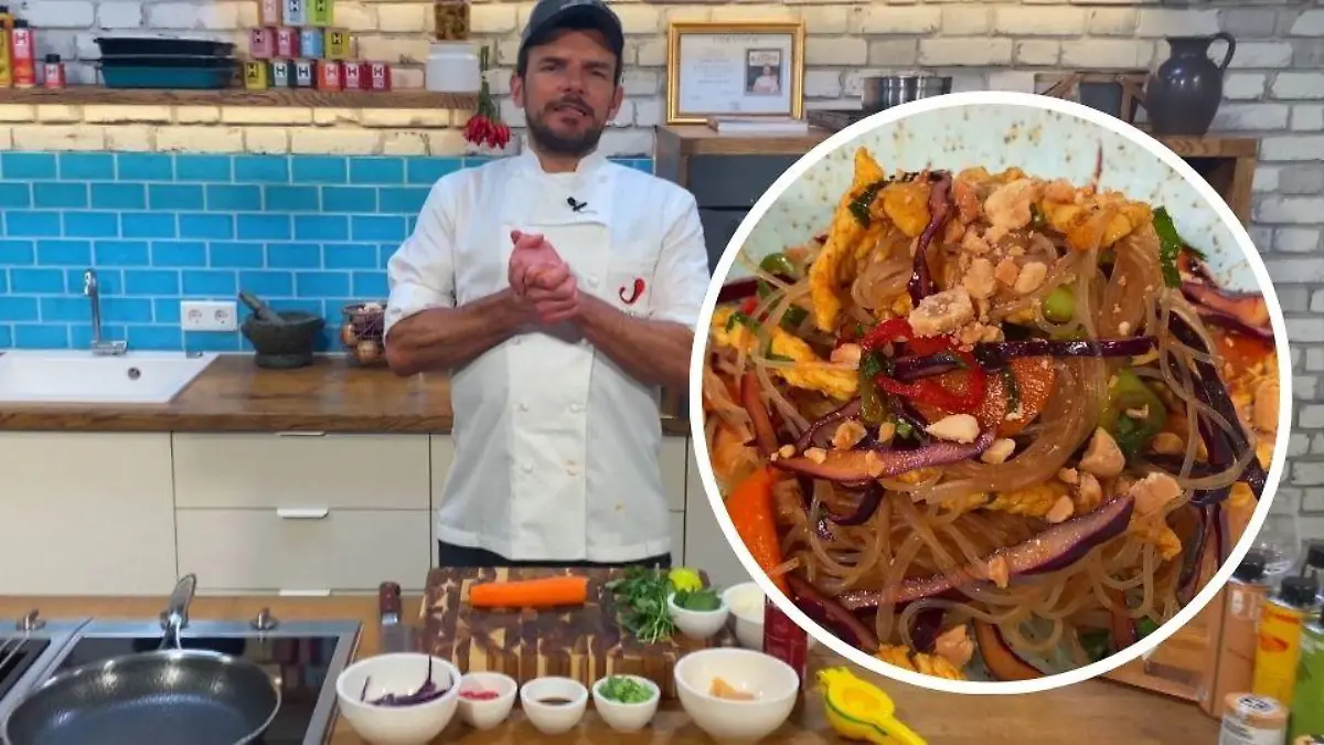 Asiatischer Glasnudelsalat mit gebratenem Hähnchen Hensslers schnelle Nummer