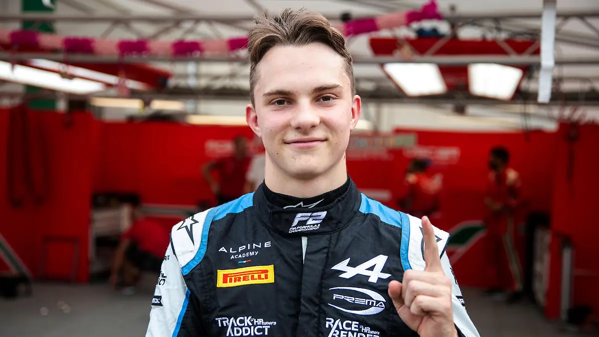 MONZA, ITALY - SEPTEMBER 10: Pole position qualifier Oscar Piastri of Australia and Prema Racing celebrates in the Paddock during qualifying ahead of Round 5:Monza of the Formula 2 Championship at Autodromo di Monza on September 10, 2021 in Monza, Italy. (Photo by Joe Portlock - Formula 1/Formula Motorsport Limited via Getty Images) Autodromo di Monza.