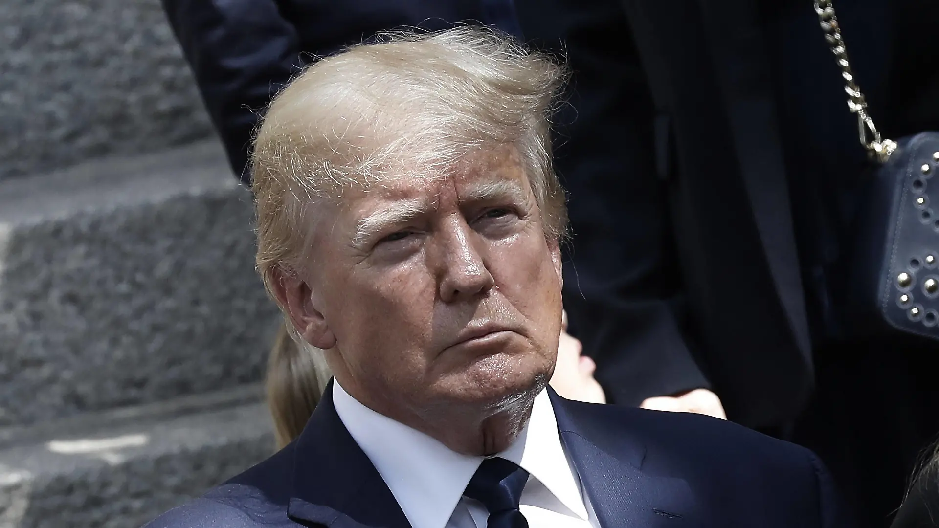 Former US President Donald Trump stands at the conclusion of Ivana Trump his first wife s funeral at St. Vincent Ferrer Roman Catholic Church on Lexington Avenue on Wednesday, July 20, 2022 in New York City. PUBLICATIONxINxGERxSUIxAUTxHUNxONLY NYP202207203019 PETERxFOLEY