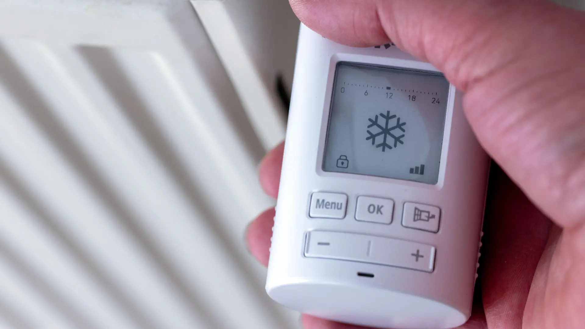 ARCHIV - 23.06.2022, Mecklenburg-Vorpommern, Pokrent: Auf einem digitalen Heizungsregler wird das Frostzeichen angezeigt und signalisiert einen abgestellten Heizkörper. Angesichts der Gaskrise sind sich viele Fachleute mit der Politik einig: Damit im kommenden Winter kein Engpass beim Gas droht, müssen alle weniger verbrauchen - auch die Bürgerinnen und Bürger. (zu dpa "«Gesetzlich verordnetes Frieren» - Wie kalt wird es zu Hause?") Foto: Jens Büttner/dpa +++ dpa-Bildfunk +++