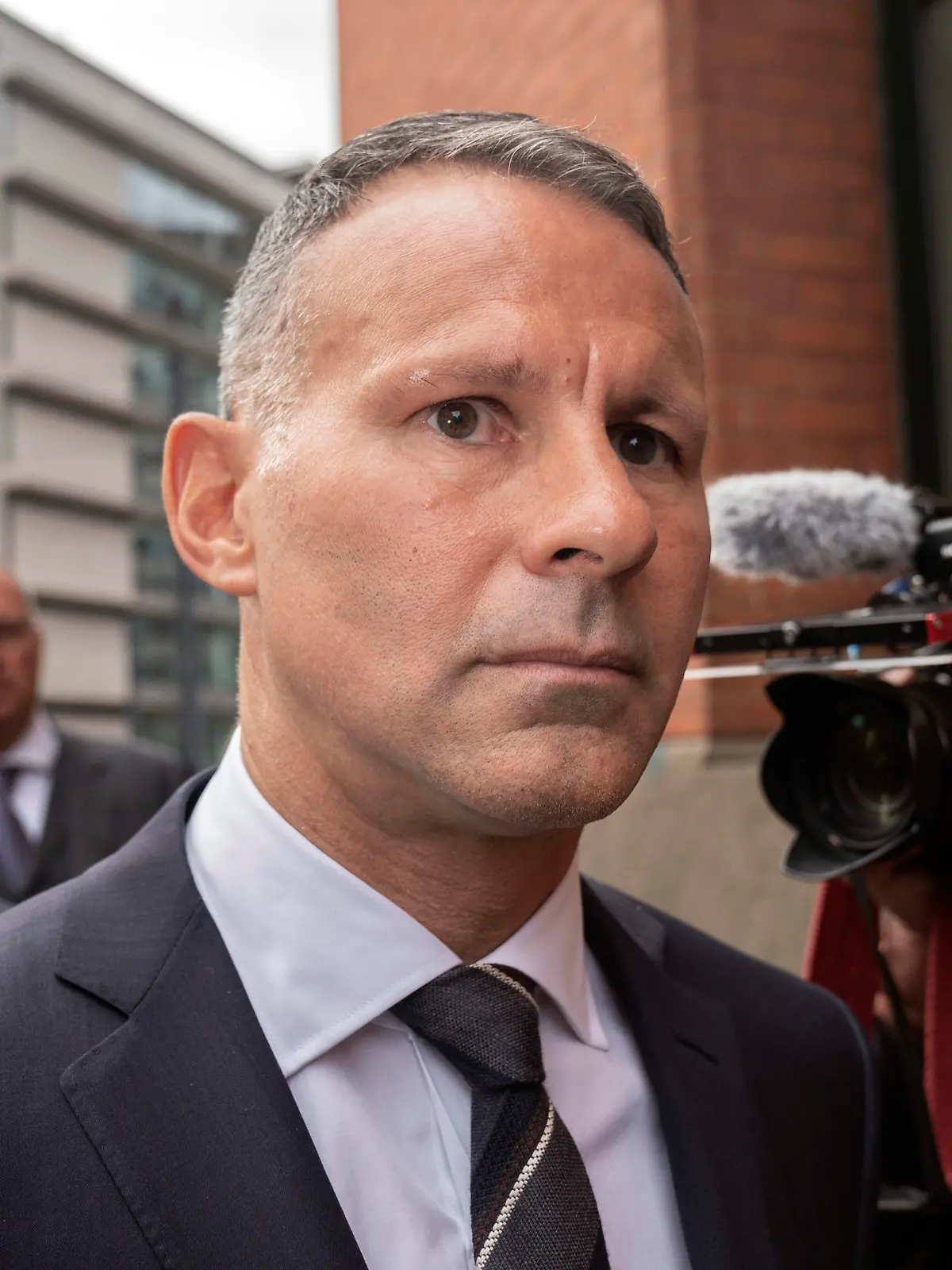 Former Manchester United star Ryan Giggs arrives at Manchester Minshull Street Crown Court, in Manchester, England, Monday Aug. 8, 2022. Giggs is set to go on trial Monday on charges of assault and use of coercive behavior against a former girlfriend. (Danny Lawson/PA via AP)