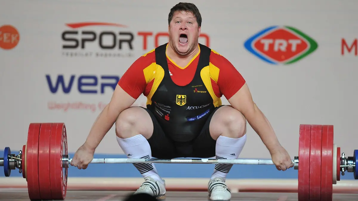 Matthias Steiner of Germany goes for a lifting attempt in the Men's +105 kg category competition at the World Weightlifting Championships, Turkey, on 26 September 2010. Matthias Steiner later won the silver medal. EPA/SEFA KARACAN TURKEY OUT