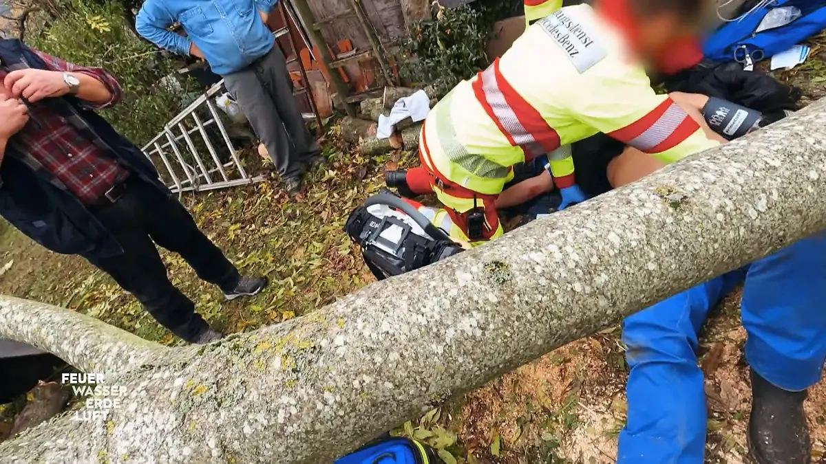 Durch Baumfällarbeiten eingeklemmt - Feuerwehr rückt an Schwere Verletzungen