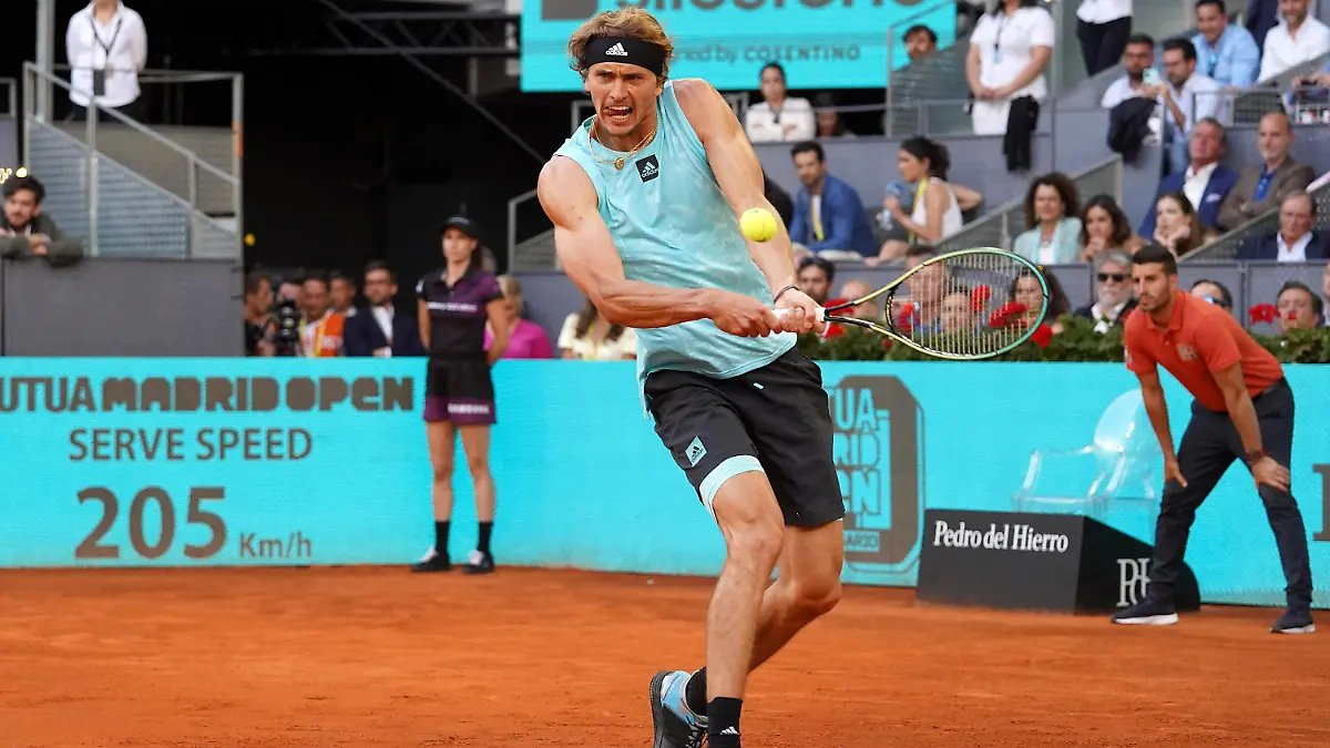 Alexander Zverev, Germany, during Madrid Open Tennis 2022 final match. May 8, 2022. 20220508666