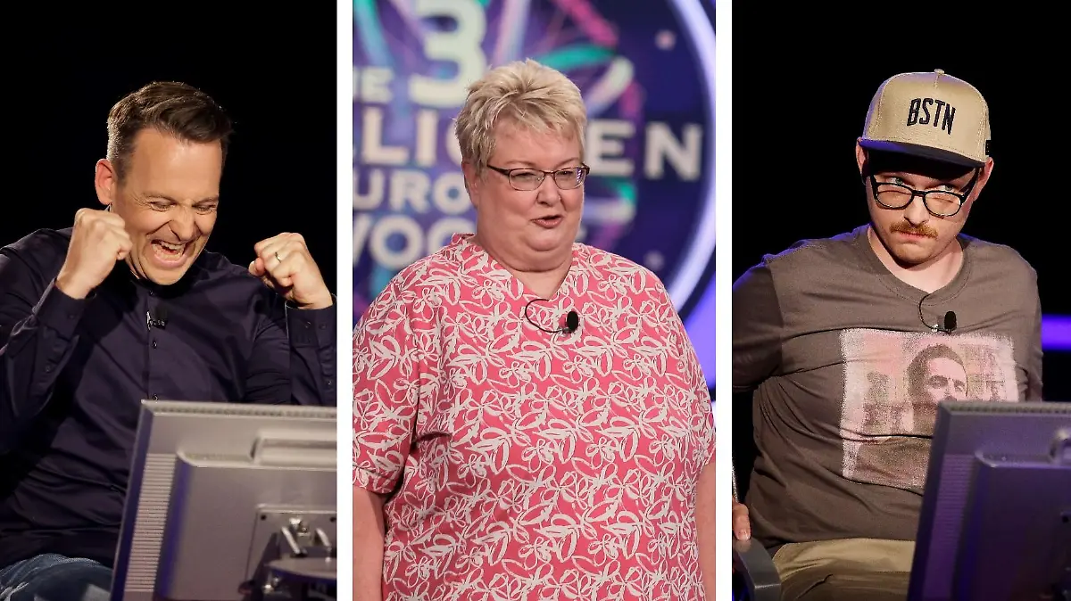 Das sind die Gewinner des zweiten großen 3-Millionen-Finales bei "Wer wird Millionär?": Christoph Klöckner, Daniela Rive und Lukas Körber
