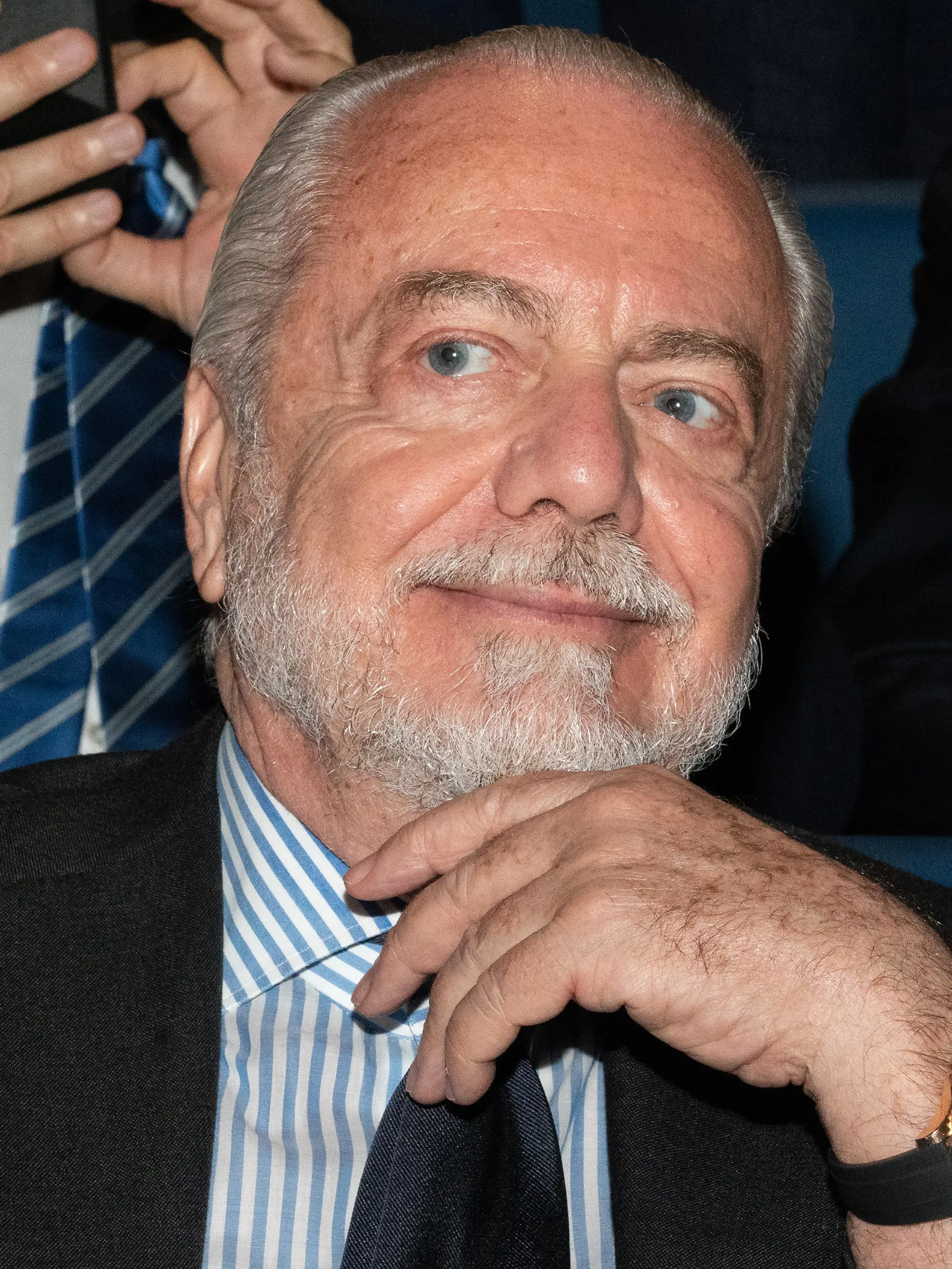 Aurelio De Laurentiis, Italian film producer and entrepreneur, founder, together with his father Luigi, of Filmauro, as well as president of Naples at the âCoesione Sudâ public assembly organized by the Industrial Union of Naples.