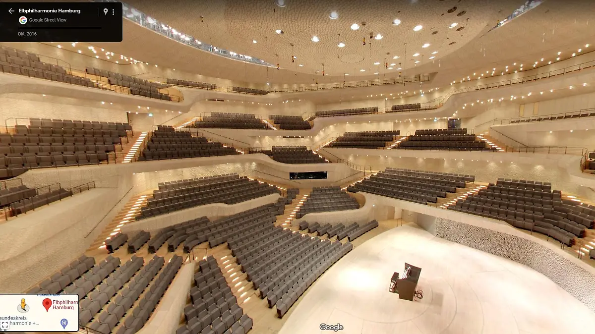 Auch von innen ist die Elbphilharmonie bei Google Street View zu sehen
