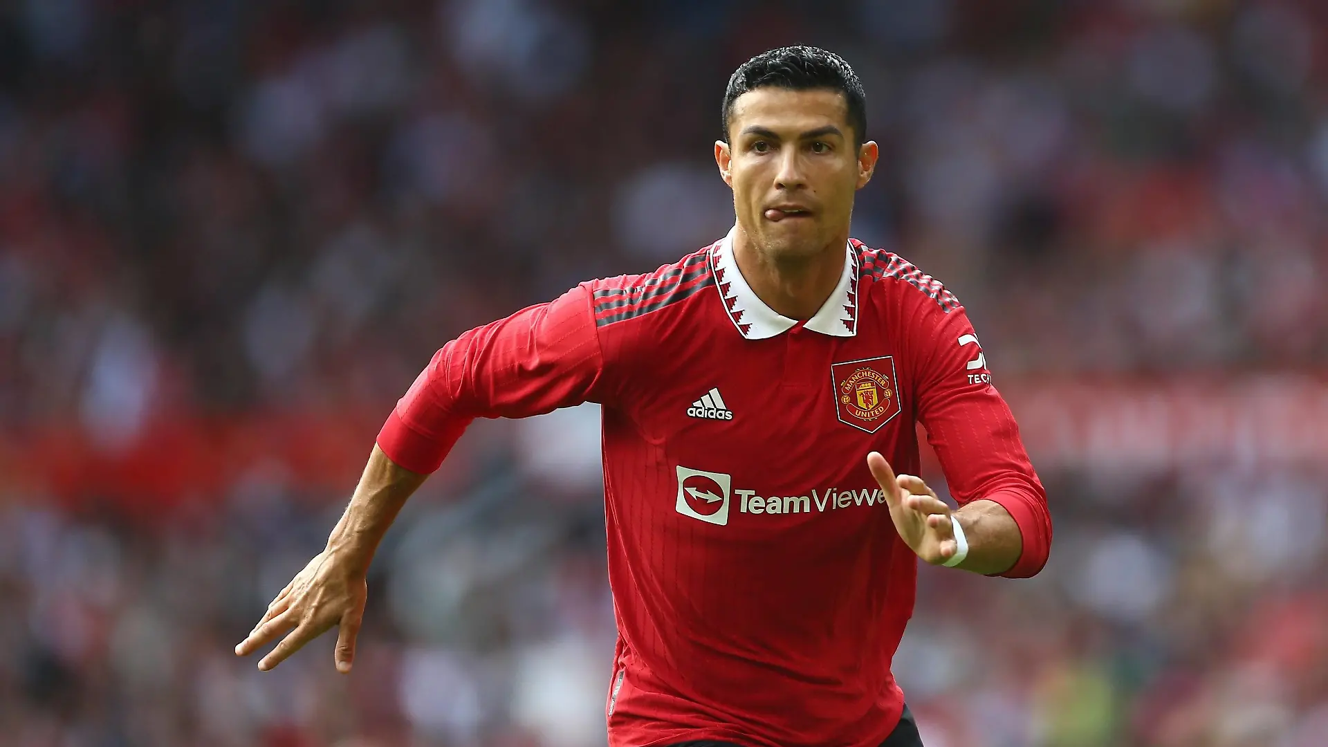 Mandatory Credit: Photo by Phil Oldham/Shutterstock 13055224g Cristiano Ronaldo of Manchester United, ManU Manchester United v Rayo Vallecano, Friendly, Football, Old Trafford, Manchester, UK - 31 Jul 2022 EDITORIAL USE ONLY No use with unauthorised audio, video, data, fixture lists, club/league logos or live services. Online in-match use limited to 120 images, no video emulation. No use in betting, games or single club/league/player publications. Manchester United v Rayo Vallecano, Friendly, Football, Old Trafford, Manchester, UK - 31 Jul 2022 EDITORIAL USE ONLY No use with unauthorised audio, video, data, fixture lists, club/league logos or live services. Online in-match use limited to 120 images, no video emulation. No use in betting, games or single club/league/player publications. PUBLICATIONxINxGERxSUIxAUTXHUNxGRExMLTxCYPxROMxBULxUAExKSAxONLY Copyright: xPhilxOldham/Shutterstockx 13055224g