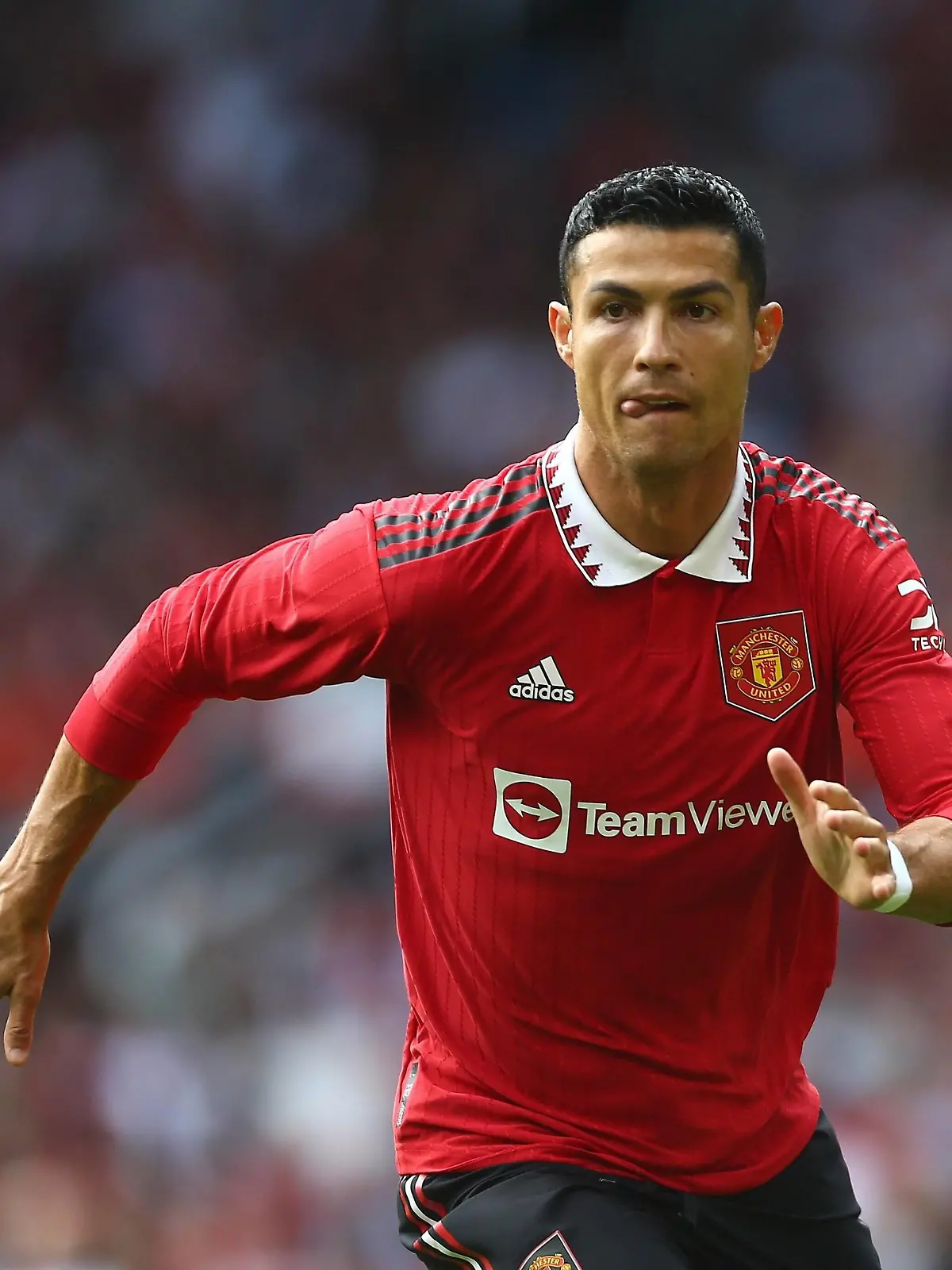  Mandatory Credit: Photo by Phil Oldham/Shutterstock 13055224g Cristiano Ronaldo of Manchester United, ManU Manchester United v Rayo Vallecano, Friendly, Football, Old Trafford, Manchester, UK - 31 Jul 2022 EDITORIAL USE ONLY No use with unauthorised audio, video, data, fixture lists, club/league logos or live services. Online in-match use limited to 120 images, no video emulation. No use in betting, games or single club/league/player publications. Manchester United v Rayo Vallecano, Friendly, Football, Old Trafford, Manchester, UK - 31 Jul 2022 EDITORIAL USE ONLY No use with unauthorised audio, video, data, fixture lists, club/league logos or live services. Online in-match use limited to 120 images, no video emulation. No use in betting, games or single club/league/player publications. PUBLICATIONxINxGERxSUIxAUTXHUNxGRExMLTxCYPxROMxBULxUAExKSAxONLY Copyright: xPhilxOldham/Shutterstockx 13055224g
