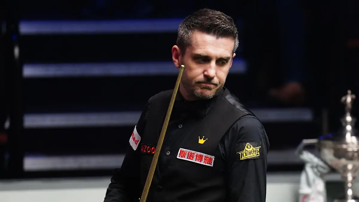Cazoo World Snooker Championship 2023 - Day 17 - Final - The Crucible. Mark Selby in action against Luca Brecel (not pictured) during the final on day seventeen of the Cazoo World Snooker Championship at the Crucible Theatre, Sheffield. Picture date: Monday May 1, 2023. See PA Story SNOOKER World. Photo credit should read: Zac Goodwin/PA Wire. RESTRICTIONS: Use subject to restrictions. Editorial use only, no commercial use without prior consent from rights holder. URN:71983272