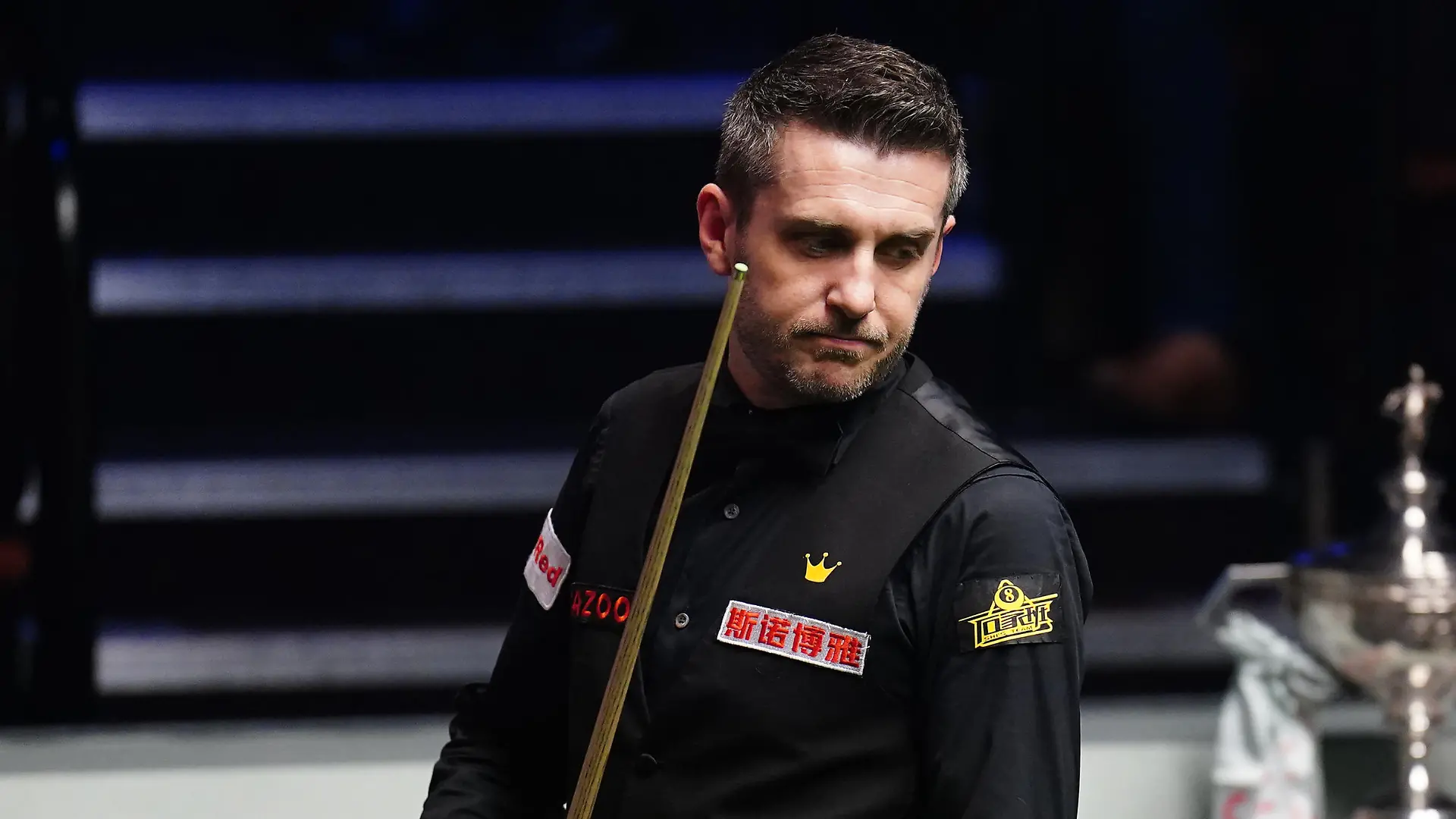 Cazoo World Snooker Championship 2023 - Day 17 - Final - The Crucible. Mark Selby in action against Luca Brecel (not pictured) during the final on day seventeen of the Cazoo World Snooker Championship at the Crucible Theatre, Sheffield. Picture date: Monday May 1, 2023. See PA Story SNOOKER World. Photo credit should read: Zac Goodwin/PA Wire. RESTRICTIONS: Use subject to restrictions. Editorial use only, no commercial use without prior consent from rights holder. URN:71983272