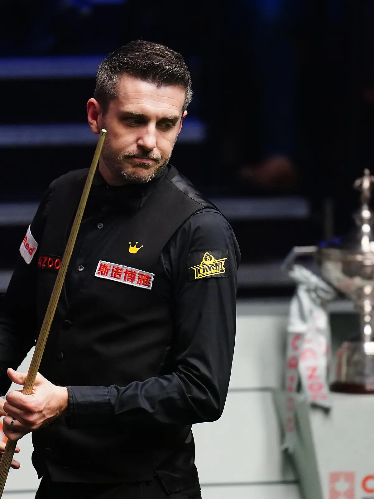 Cazoo World Snooker Championship 2023 - Day 17 - Final - The Crucible. Mark Selby in action against Luca Brecel (not pictured) during the final on day seventeen of the Cazoo World Snooker Championship at the Crucible Theatre, Sheffield. Picture date: Monday May 1, 2023. See PA Story SNOOKER World. Photo credit should read: Zac Goodwin/PA Wire. RESTRICTIONS: Use subject to restrictions. Editorial use only, no commercial use without prior consent from rights holder. URN:71983272