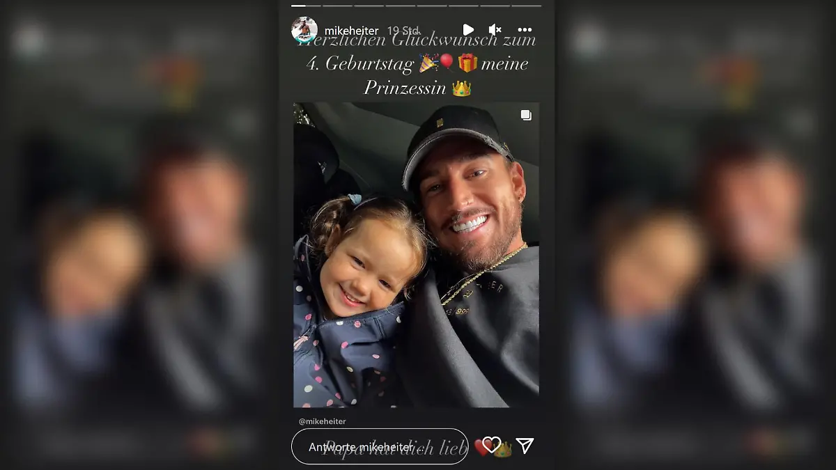 Stolzer Papa: Mike Heiter gratuliert seiner Tochter Aylen zum vierten Geburtstag.