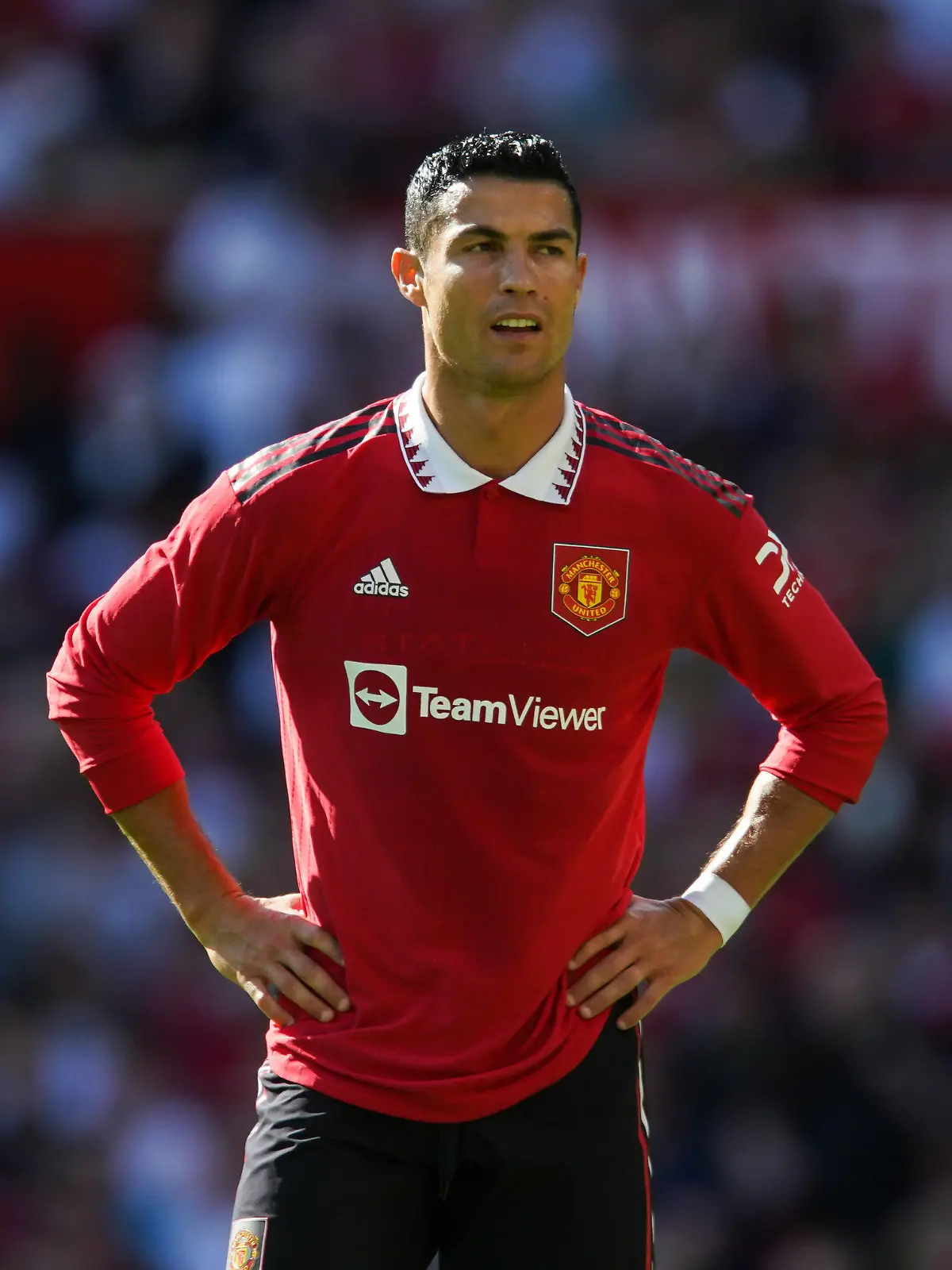 31.07.2022, Großbritannien, Manchester: Fußball: Freundschaftsspiele, Manchester United - Rayo Vallecano: Cristiano Ronaldo von Manchester United ragiert auf dem Platz. (zu dpa: Ronaldo «glücklich» Rückkehr) Foto: Dave Thompson/PA Wire/dpa +++ dpa-Bildfunk +++