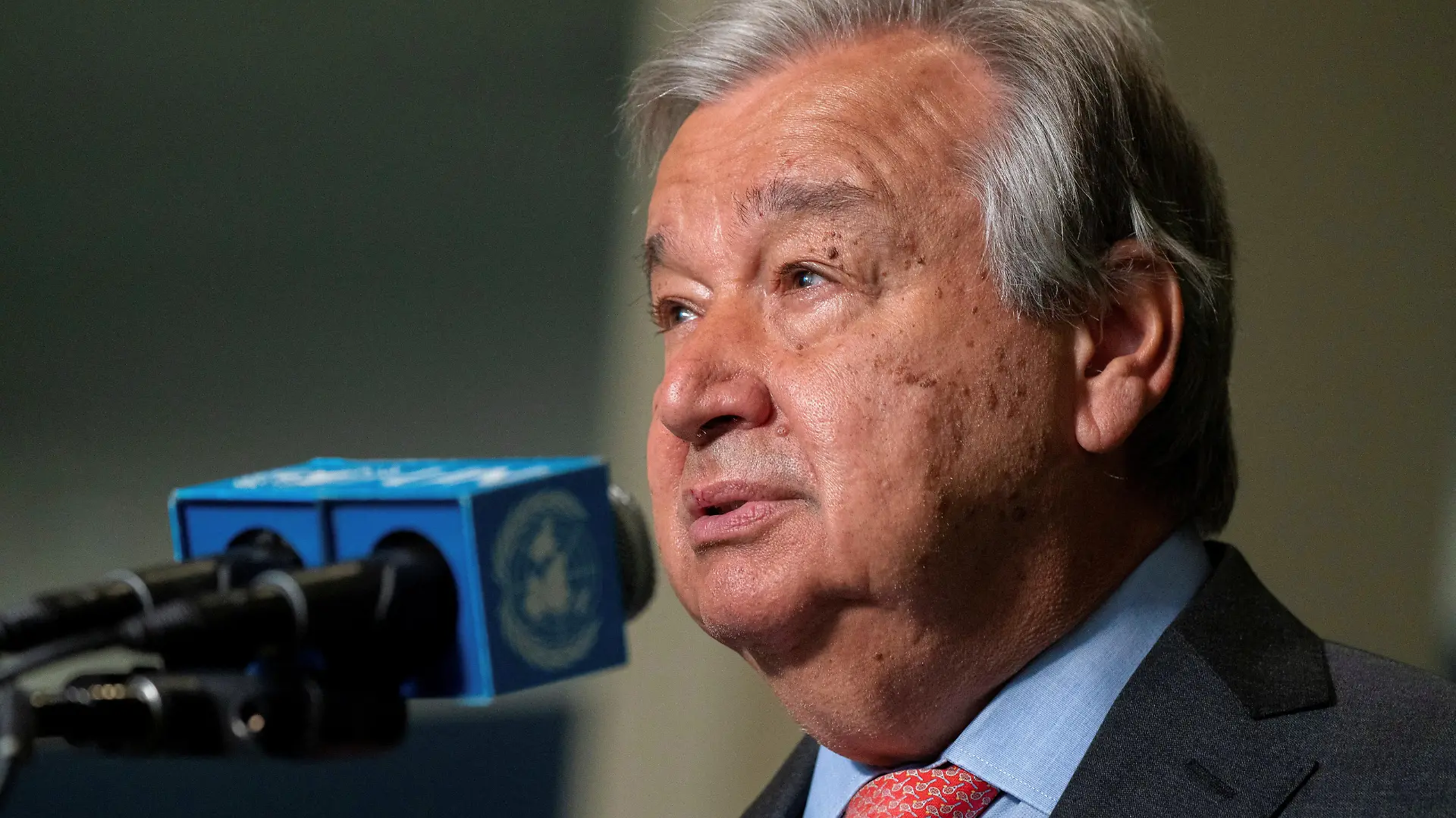 United Nations Secretary-General Antonio Guterres addresses the media prior to the Nuclear Non-Proliferation Treaty review conference in New York City, New York, U.S., August 1, 2022. REUTERS/David 'Dee' Delgado