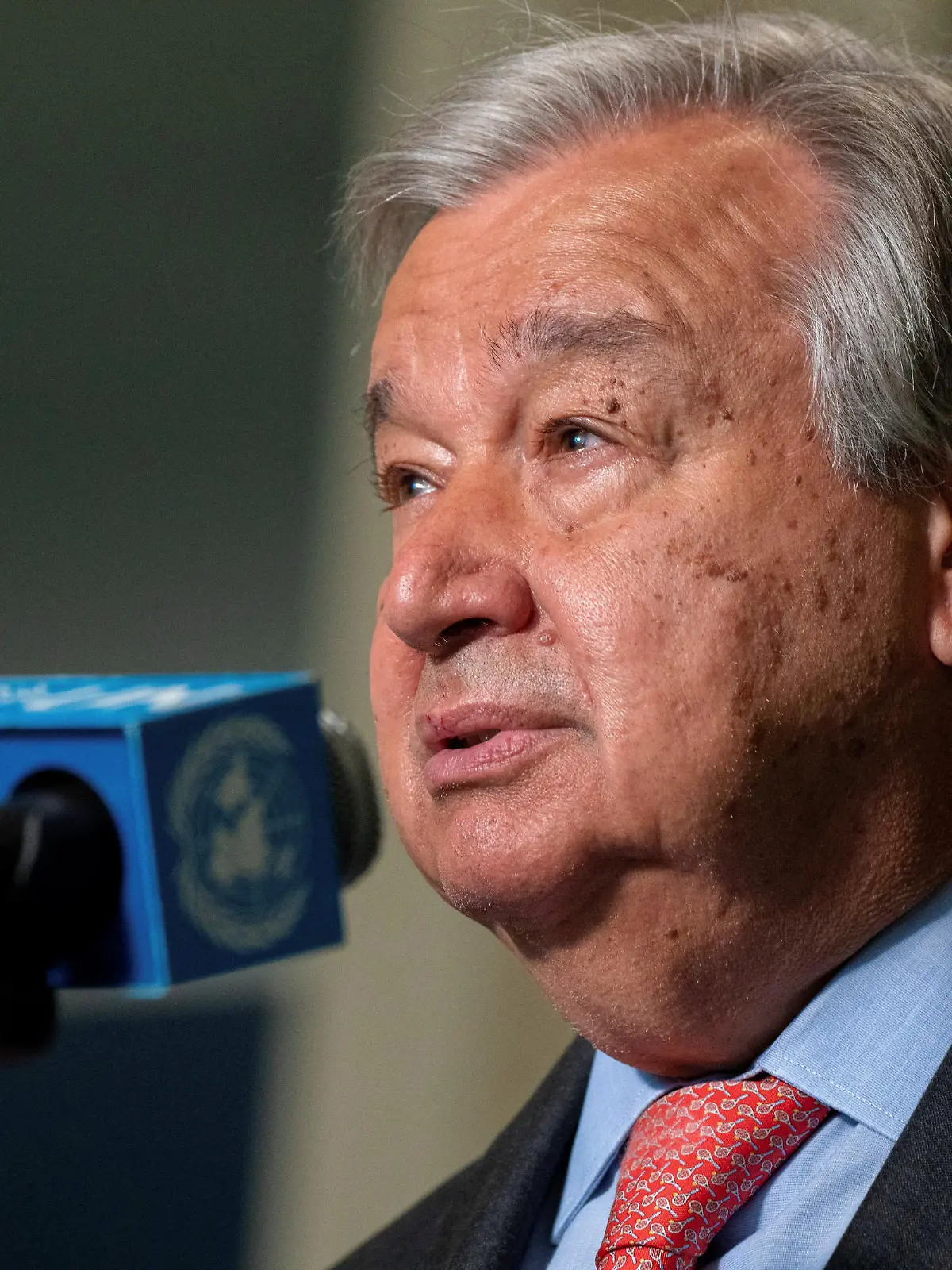 United Nations Secretary-General Antonio Guterres addresses the media prior to the Nuclear Non-Proliferation Treaty review conference in New York City, New York, U.S., August 1, 2022.  REUTERS/David 'Dee' Delgado