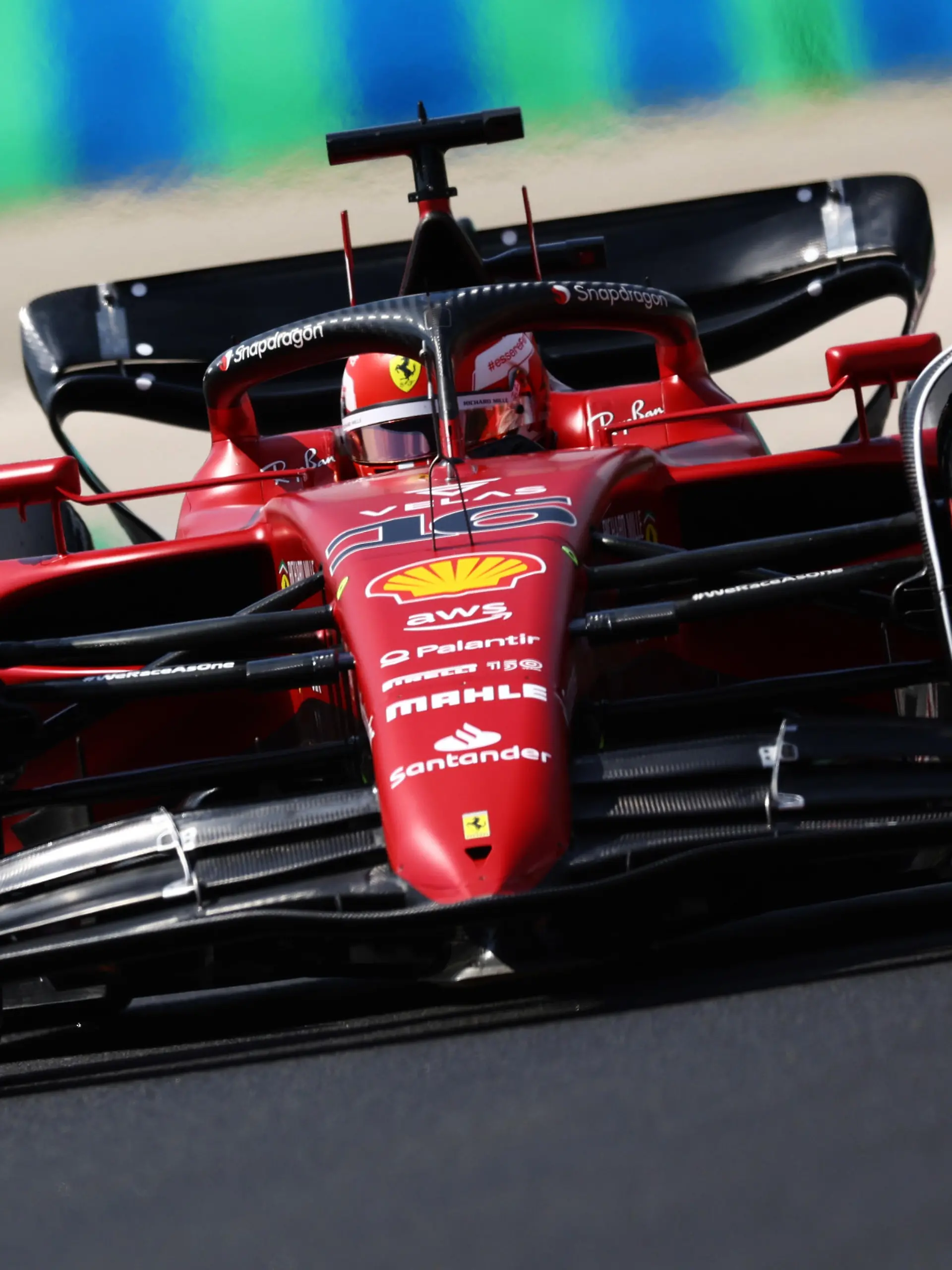 BUDAPEST, HUNGARY - JULY 29: Charles Leclerc of Monaco driving the (16) Ferrari F1-75 on track during practice ahead of the F1 Grand Prix of Hungary at Hungaroring on July 29, 2022 in Budapest, Hungary. (Photo by Francois Nel/Getty Images)