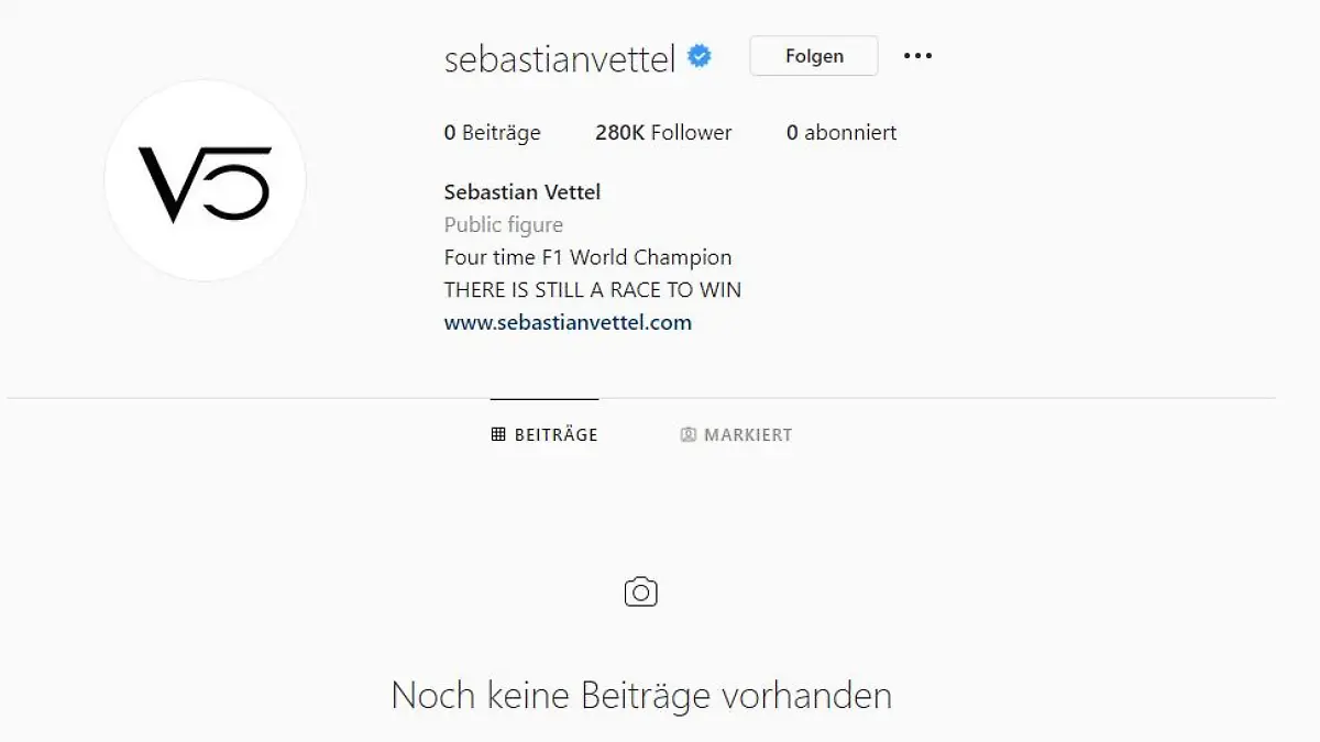 Instagram-Account von Sebastian Vettel.