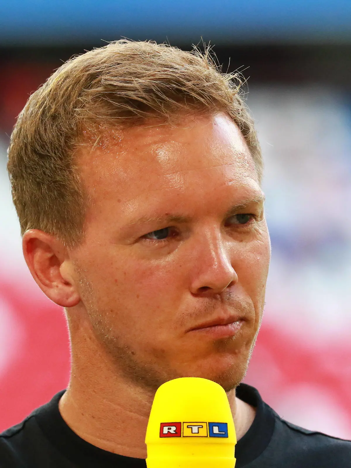 Trainer Julian Nagelsmann FCB im RTL Interview nach dem Spiel Fussball / Audi Football Summit / FC Bayern Muenchen - FC Napoli / Allianz Arena Muenchen am 31.07.2021 FOTO: Mladen Lackovic / LakoPress *** Coach Julian Nagelsmann FCB in RTL interview after the game Football Audi Football Summit FC Bayern Muenchen FC Napoli Allianz Arena Muenchen on 31 07 2021 PHOTO Mladen Lackovic LakoPress 