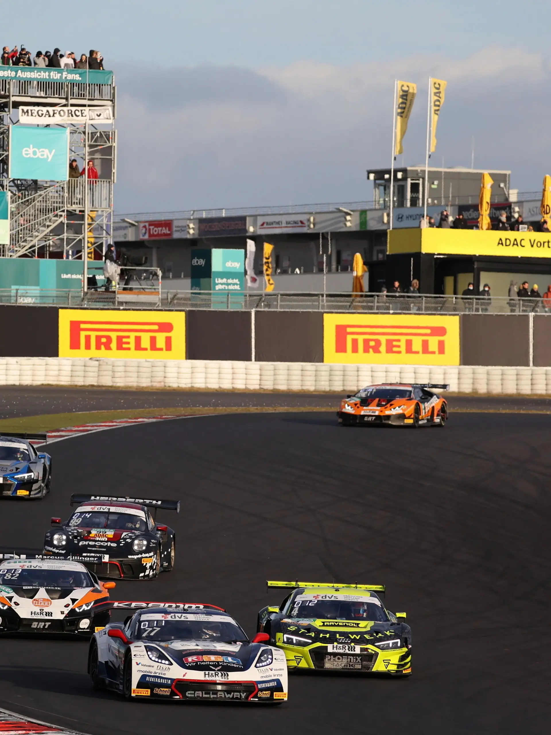 #77 Marvin Kirchhoefer (DEU) / Jeffrey Schmidt (CHE),Corvette C7.R GT3, Team: Callaway Competition (DEU), #4 Patric Niederhauser (CHE) / Jusuf Owega (DEU), Audi R8 LMS Evo, Team: Phoenix Racing (DEU), #82 Tim Zimmermann (DEU) / Hugo Sasse (DEU), Lamborghini Huracan GT3 Evo, Grasser Racing (AUT), #99 Sven Müller (DEU) / Robert Renauer (DEU), Porsche 911 GT3 R, Team: Precote Herberth Motorsport (DEU), #33 Dennis Marschall (DEU) / Kim-Luis Schramm (DEU), Audi R8 LMS Evo, Team: (DEU), ADAC GT Masters, Nürburgring, Rennen 2 Sonntag, 07.11.2021 - Foto: Augst/Eibner-Pressefoto