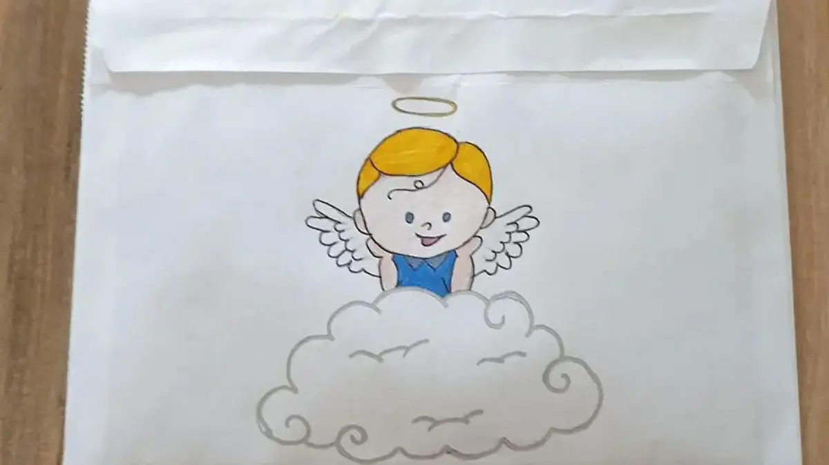 Brief mit aufgemaltem Engel