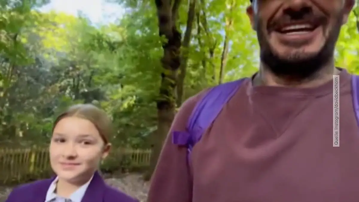 David Beckham bringt Tochter Harper zur Schule Lustige Aufnahmen
