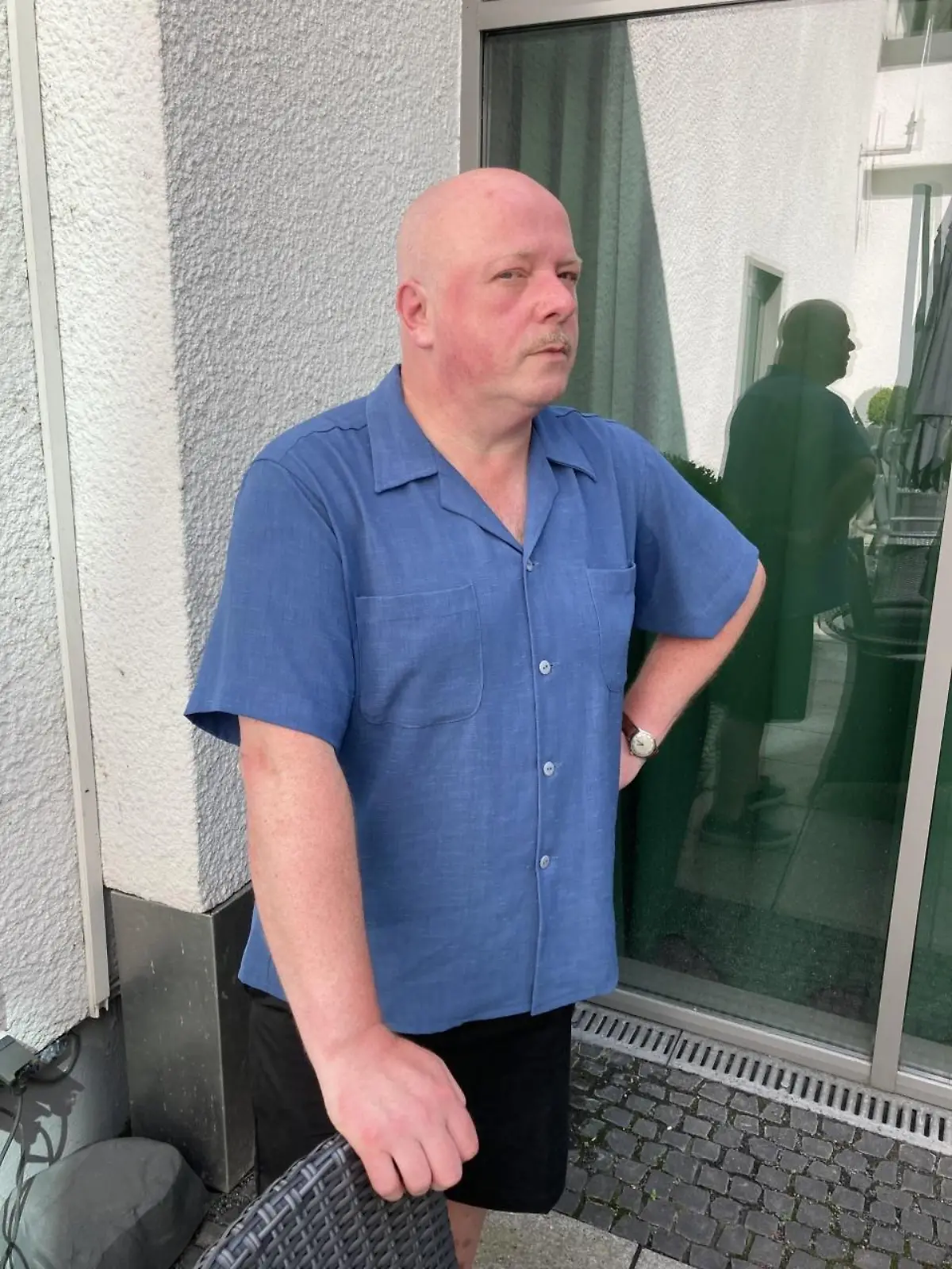 VNV Nation-Frontmann Ronan Harris beim Interview am 23. Juli in Köln.