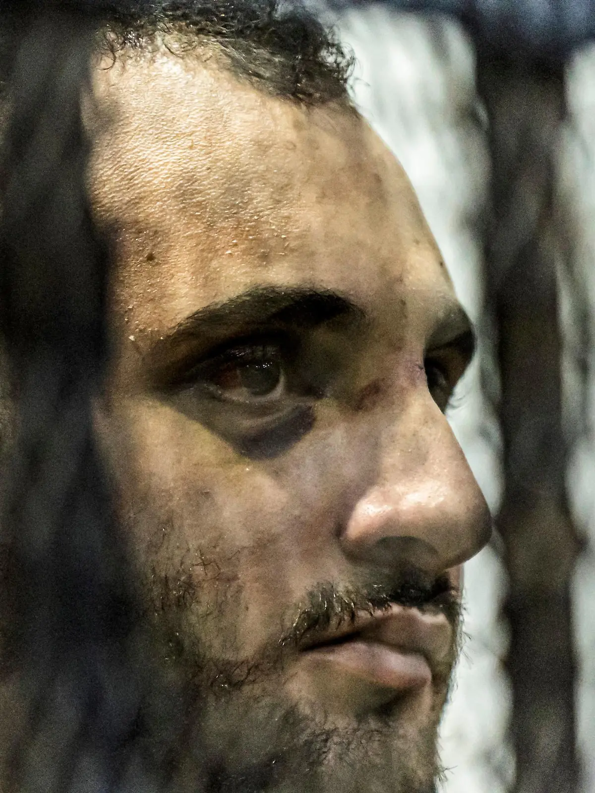 Egyptian Mohamed Adel, the presumed murderer of university of Mansoura student Naira Ashraf, is pictured during his first trial session at the Mansoura courthouse, some 145km north of the capital Cairo, on June 26, 2022. (Photo by Khaled DESOUKI / AFP) (Photo by KHALED DESOUKI/AFP via Getty Images)