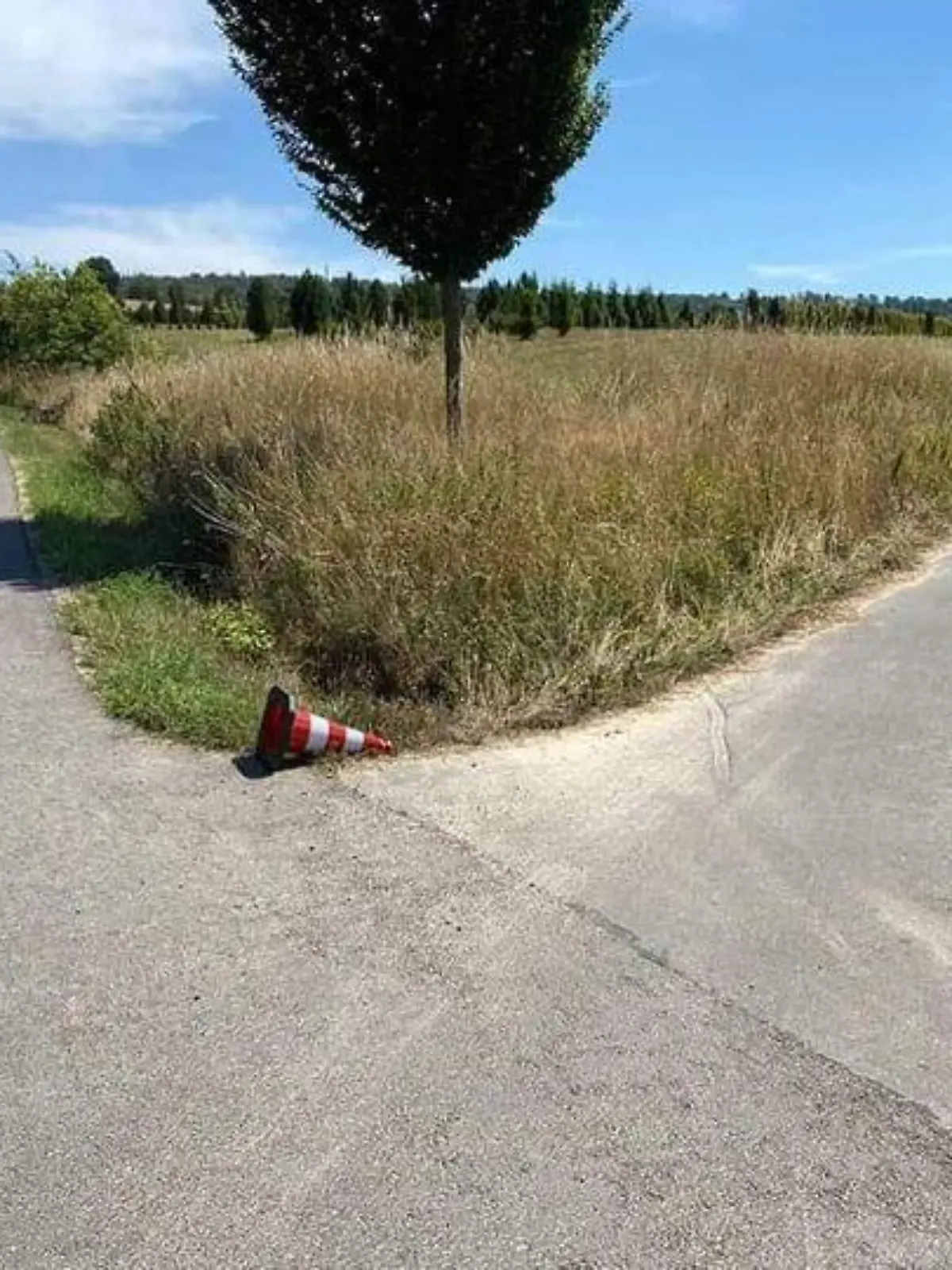 Deutschlands Feuerwehren gehen mit Fotos von umgekippten Leitkegeln viral