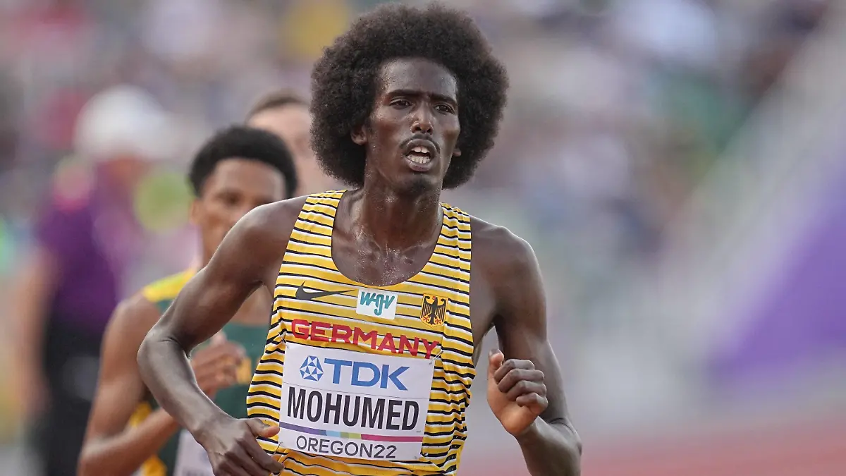 21.07.2022, USA, Eugene: Leichtathletik: Weltmeisterschaft, 5000 Meter, Männer: Mohamed Mohumed (LG Olympia Dortmund) aus Deutschland in Aktion. Foto: Michael Kappeler/dpa +++ dpa-Bildfunk +++