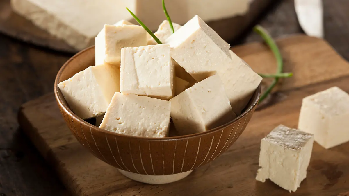 Organic Raw Soy Tofu on a Background