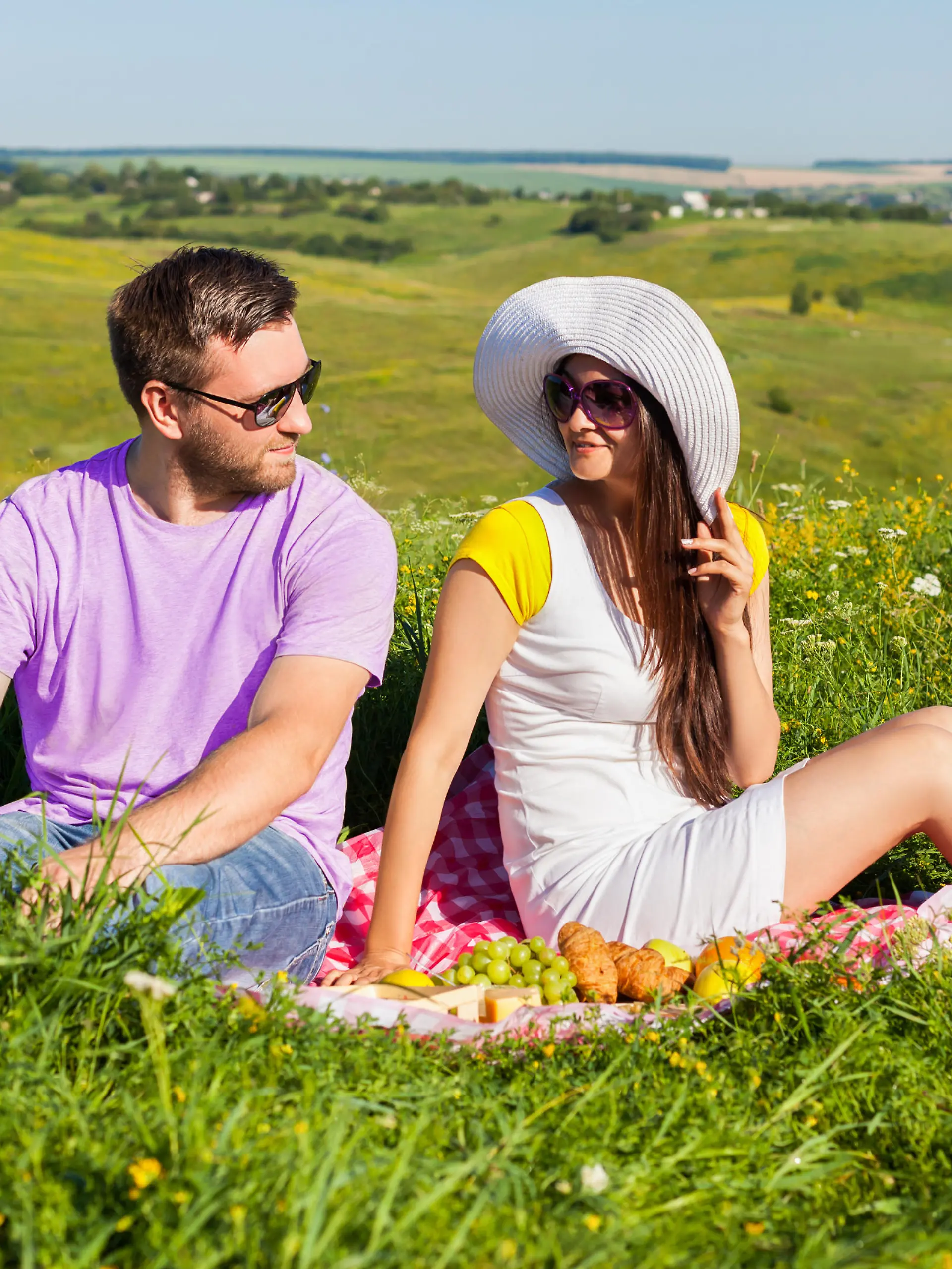 Young couple having picnic