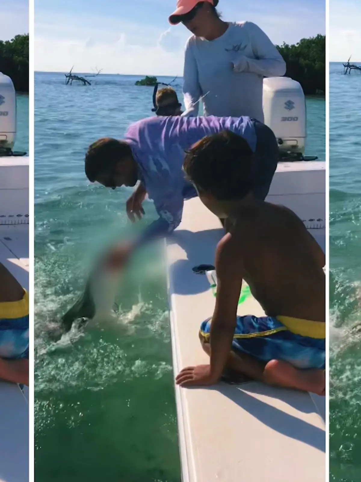 Beim Angelausflug mit seiner Familie verliert der Vater seinen kleinen Finger. Beim letzten Fang des Tages verhakt sich der Haken in einem Zitronenhai und der Vater muss den Haken herausholen. Doch plötzlich beißt der Hai zu, dreht sich und reißt ihm seinen kleinen Finger ab. Im Krankenhaus wurde ihm schnell geholfen, doch seinen kleinen Finger hat er mit dieser Aktion verloren.