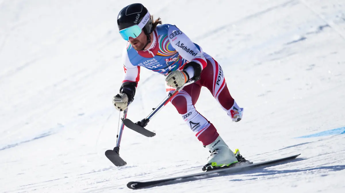 ALPINE SKIING - FIS Para WC Saalbach SAALBACH,AUSTRIA,10.FEB.23 - ALPINE SKIING - FIS Para World Cup, Super G, men. Image shows Thomas Grochar AUT. PUBLICATIONxNOTxINxAUTxSUIxSWE GEPAxpictures/xGintarexKarpaviciute
