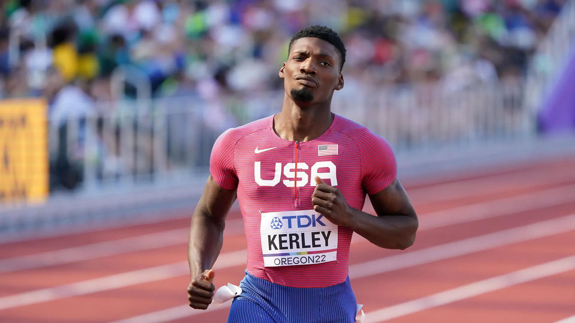200m Männer Vorlauf fred kerley usa
bei der Leichtathletik_WM in Eugene / 180722
*** Track and Field World Athletics Championships, Eugene, USA, 18 July, 2022 ***