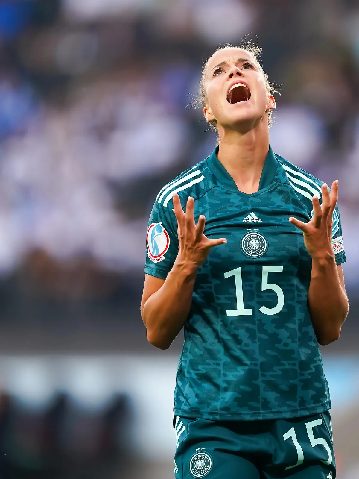 Giulia Gwinn (15 Germany) dejected after a missed chance during the UEFA Womens Euro 2022 group B football match between Finland and Germany at Stadium MK in Milton Keynes, England. (Credit Image: © Daniela Porcelli/Sport Press Photo via ZUMA Press) / action press