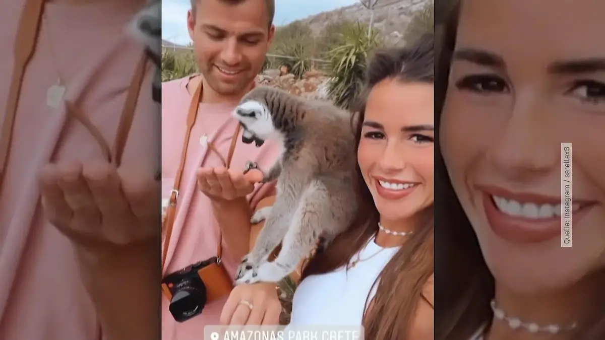 Sarah Engels, Julian und Alessio im Affenpark Letzter Urlaub vor Geburt