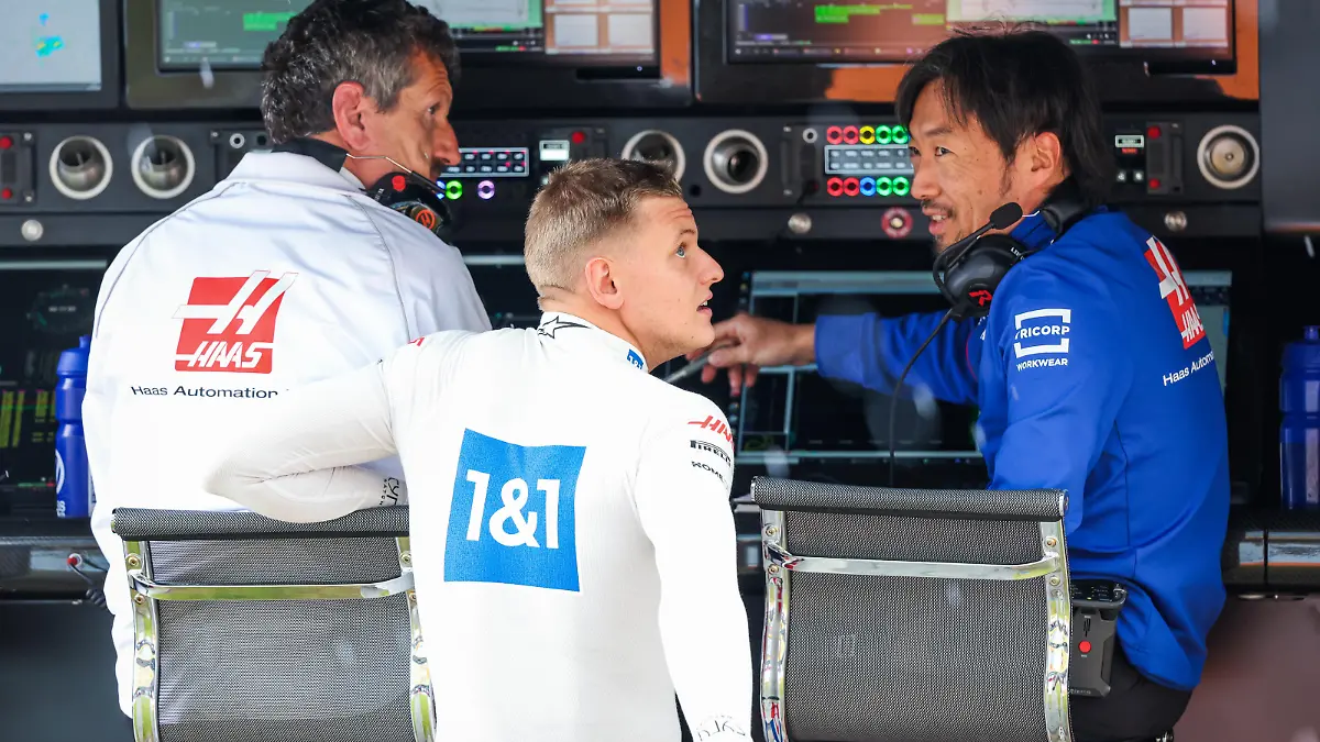 STEINER Guenther (ita), Team Principal of Haas F1 team, SCHUMACHER Mick (ger), Haas F1 Team VF-22 Ferrari, KOMATSU Ayao (jpn), Chief Engineer of Haas F1 Team, portrait during the Formula 1 Lenovo British Grand Prix 2022, 10th round of the 2022 FIA Formula One World Championship, on the Silverstone Circuit, from July 1 to 3, 2022 in Silverstone, United Kingdom - Photo Florent Gooden / DPPI