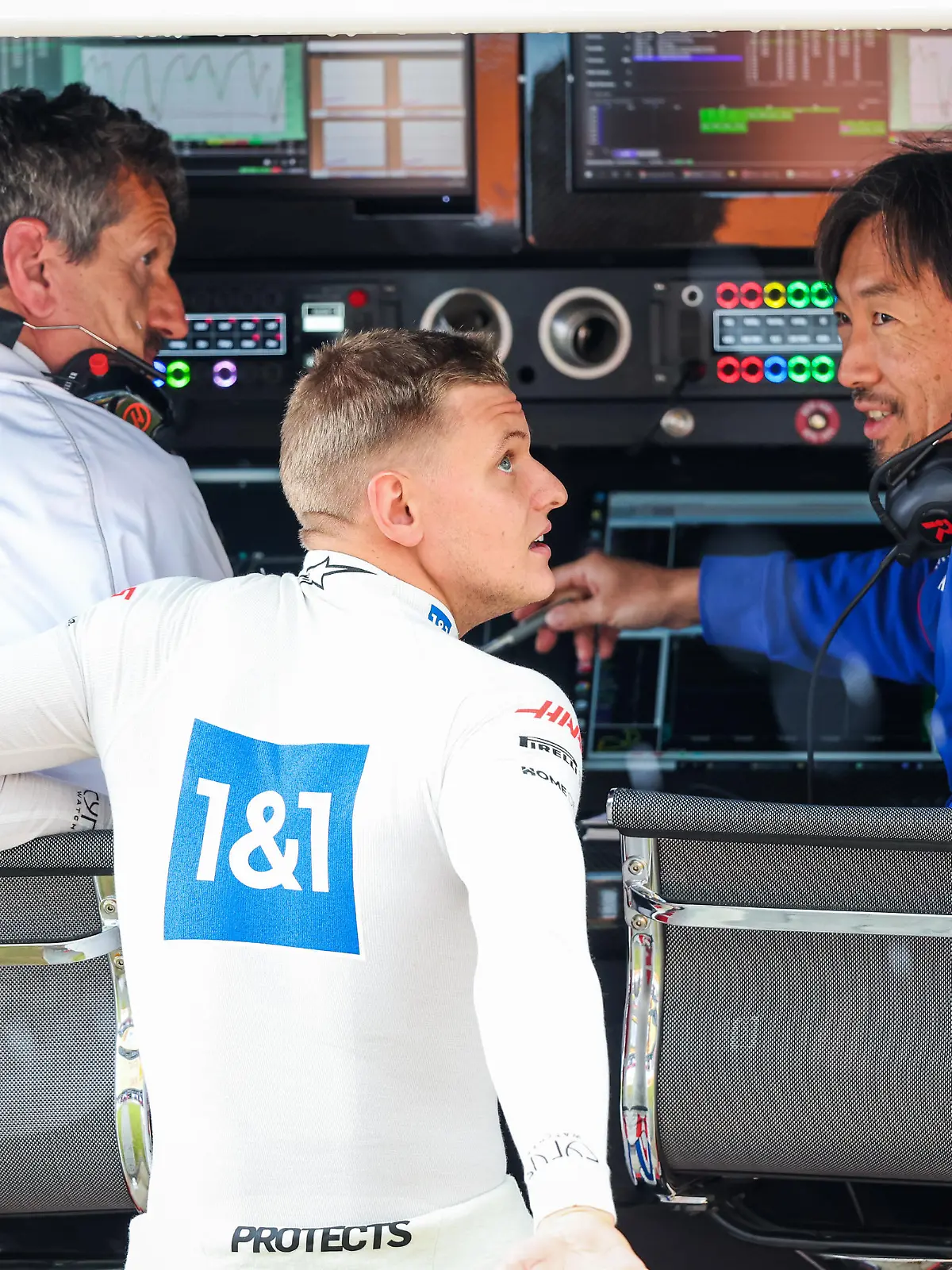 STEINER Guenther (ita), Team Principal of Haas F1 team, SCHUMACHER Mick (ger), Haas F1 Team VF-22 Ferrari, KOMATSU Ayao (jpn), Chief Engineer of Haas F1 Team, portrait during the Formula 1 Lenovo British Grand Prix 2022, 10th round of the 2022 FIA Formula One World Championship, on the Silverstone Circuit, from July 1 to 3, 2022 in Silverstone, United Kingdom - Photo Florent Gooden / DPPI