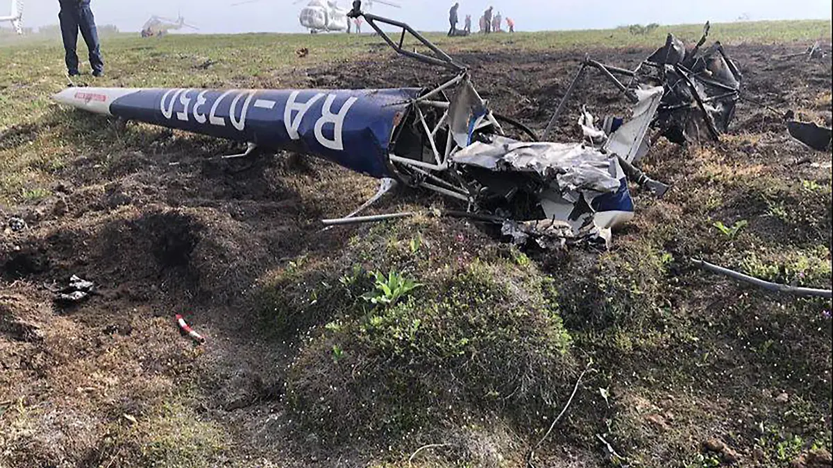 Site of Robinson helicopter crash at the Kamchatka peninsula